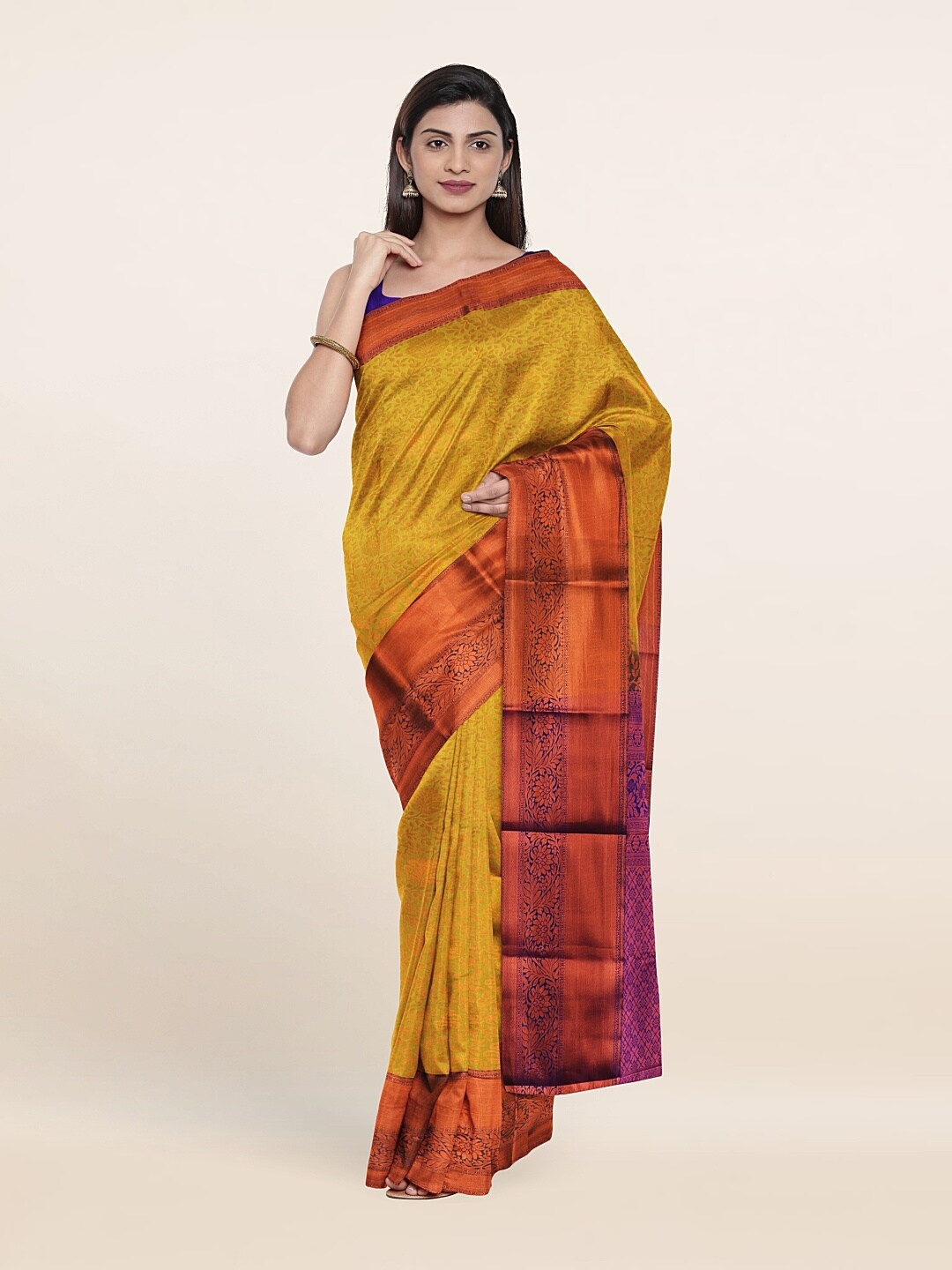 

Pothys Woven Design Zari Pure Silk Saree, Yellow