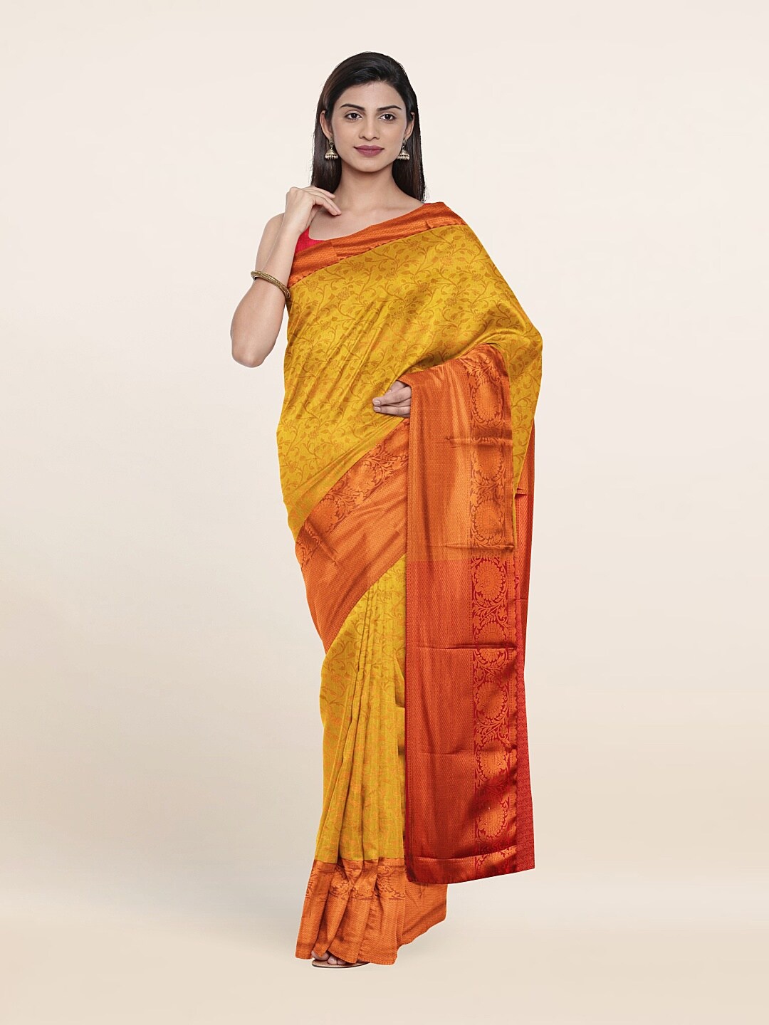 

Pothys Woven Design Zari Pure Silk Saree, Yellow