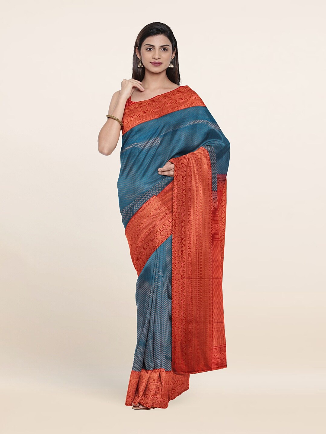 

Pothys Woven Design Zari Pure Silk Saree, Blue