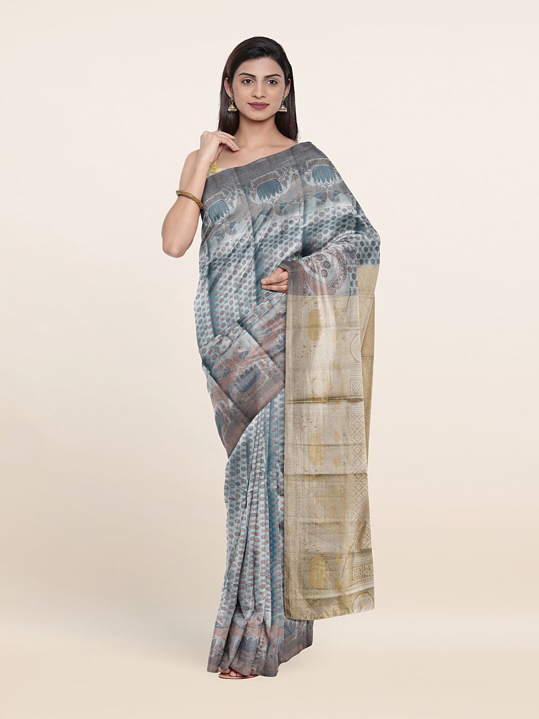

Pothys Woven Design Zari Pure Silk Saree, Blue