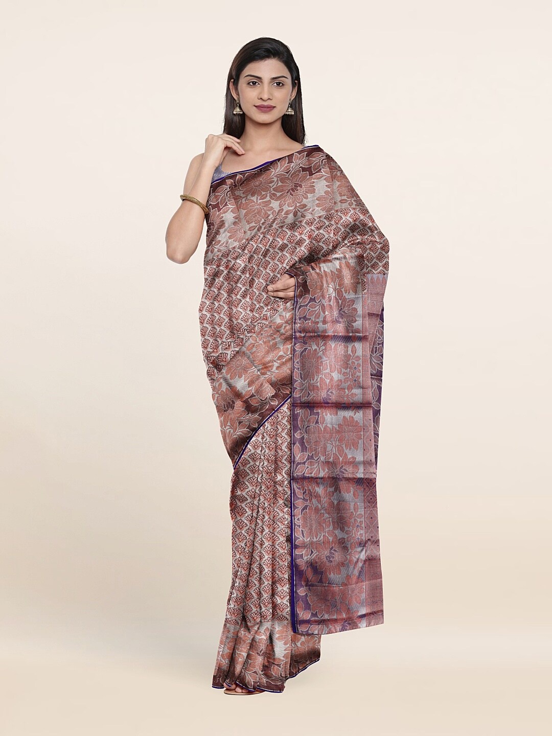 

Pothys Woven Design Zari Pure Silk Saree, Silver