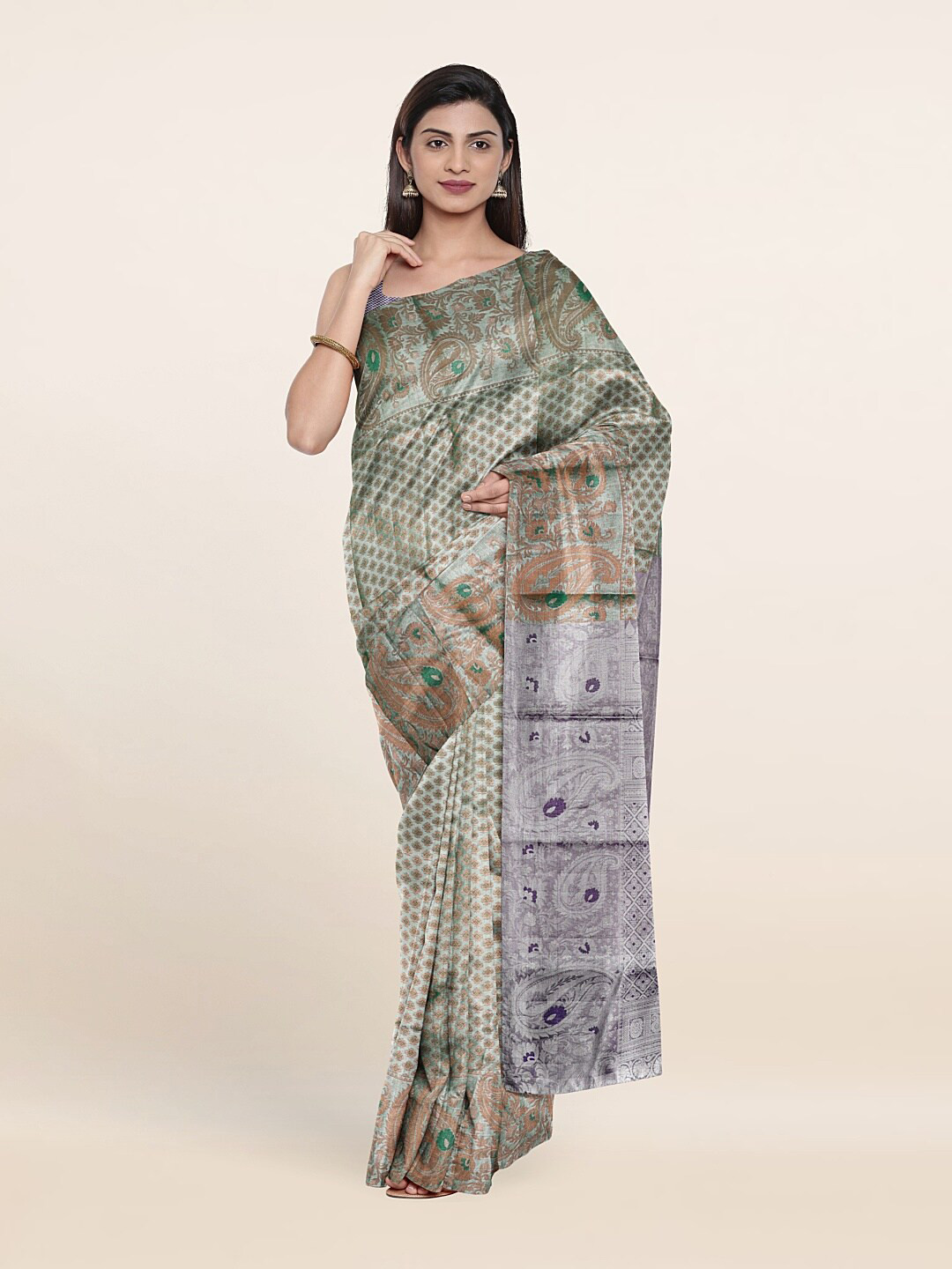 

Pothys Woven Design Zari Pure Silk Saree, Green