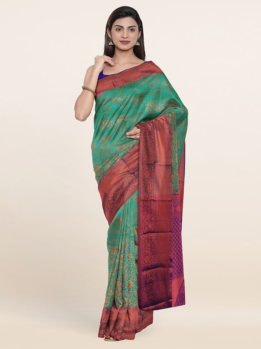 

Pothys Woven Design Zari Pure Silk Saree, Sea green