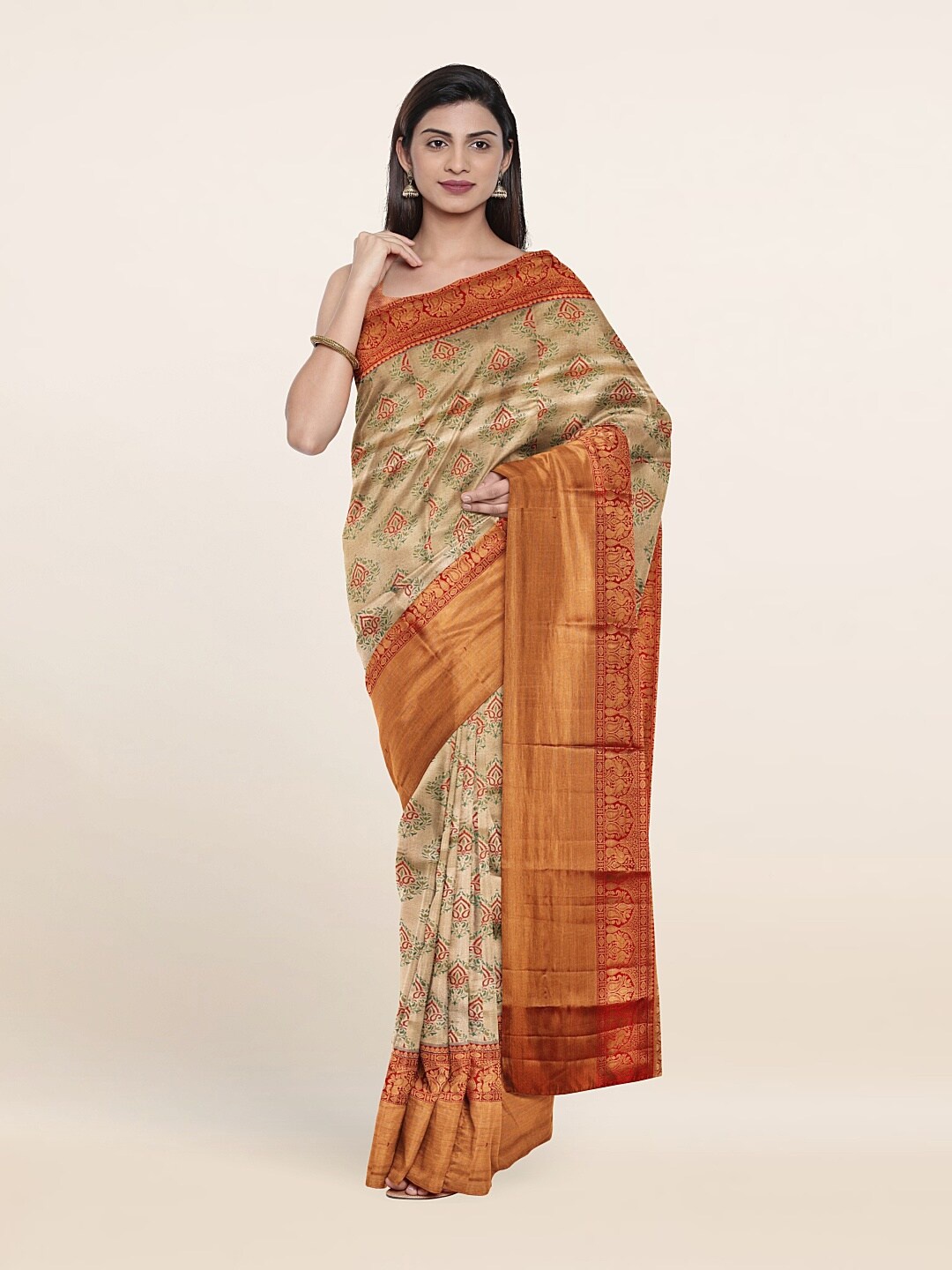 

Pothys Ethnic Motifs Zari Pure Silk Saree, Green