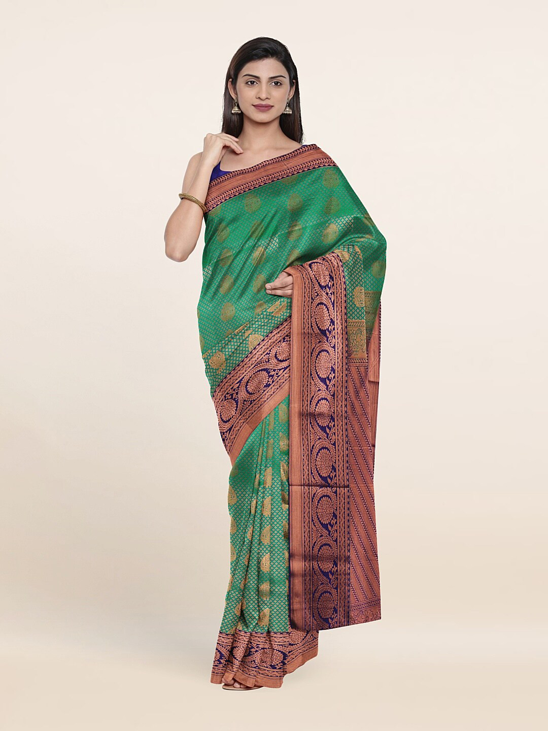 

Pothys Ethnic Motifs Zari Pure Silk Saree, Sea green