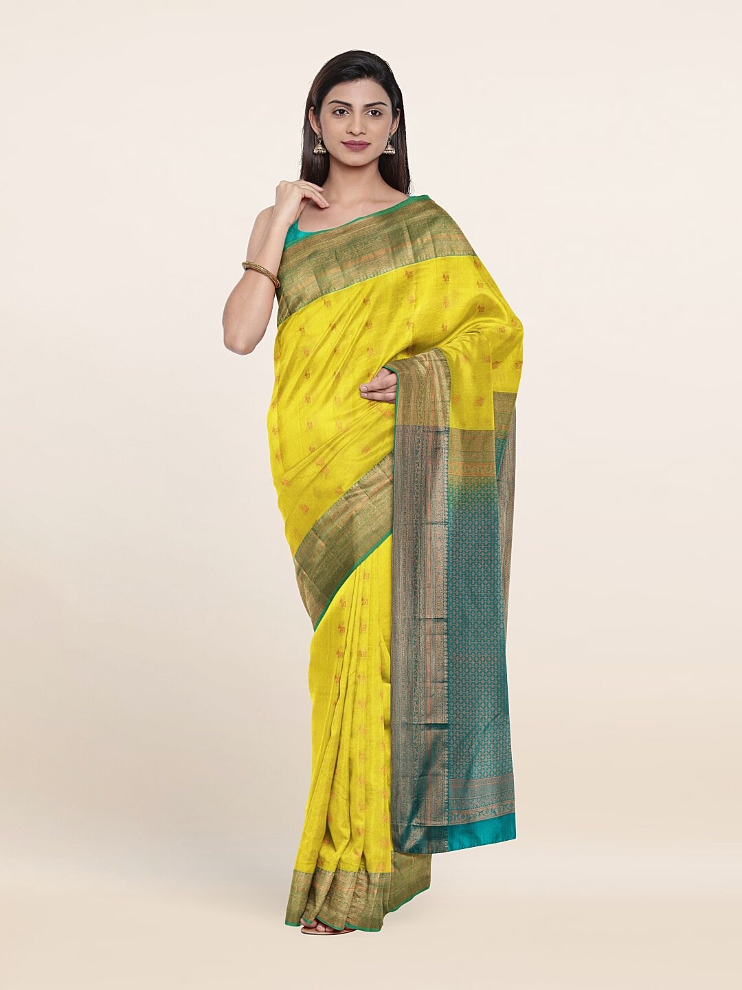 

Pothys Ethnic Motifs Zari Pure Silk Kanjeevaram Saree, Yellow