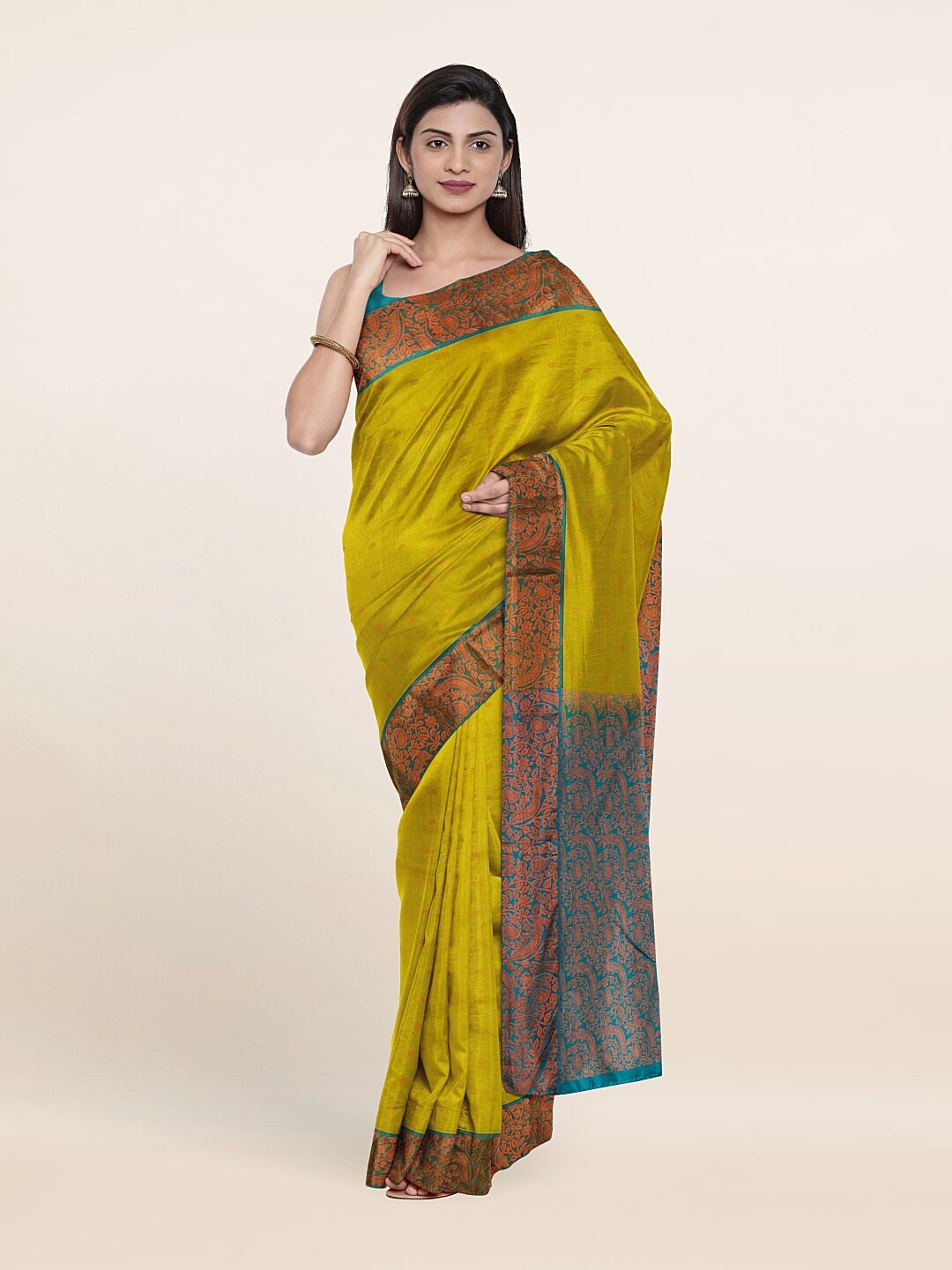 

Pothys Woven Design Zari Pure Silk Kanjeevaram Saree, Green