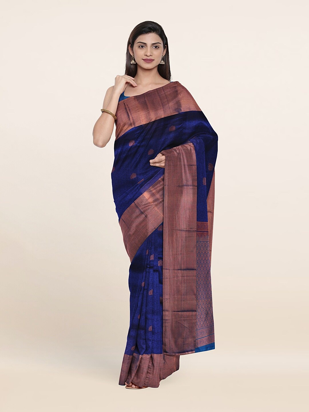 

Pothys Woven Design Zari Pure Silk Kanjeevaram Saree, Blue