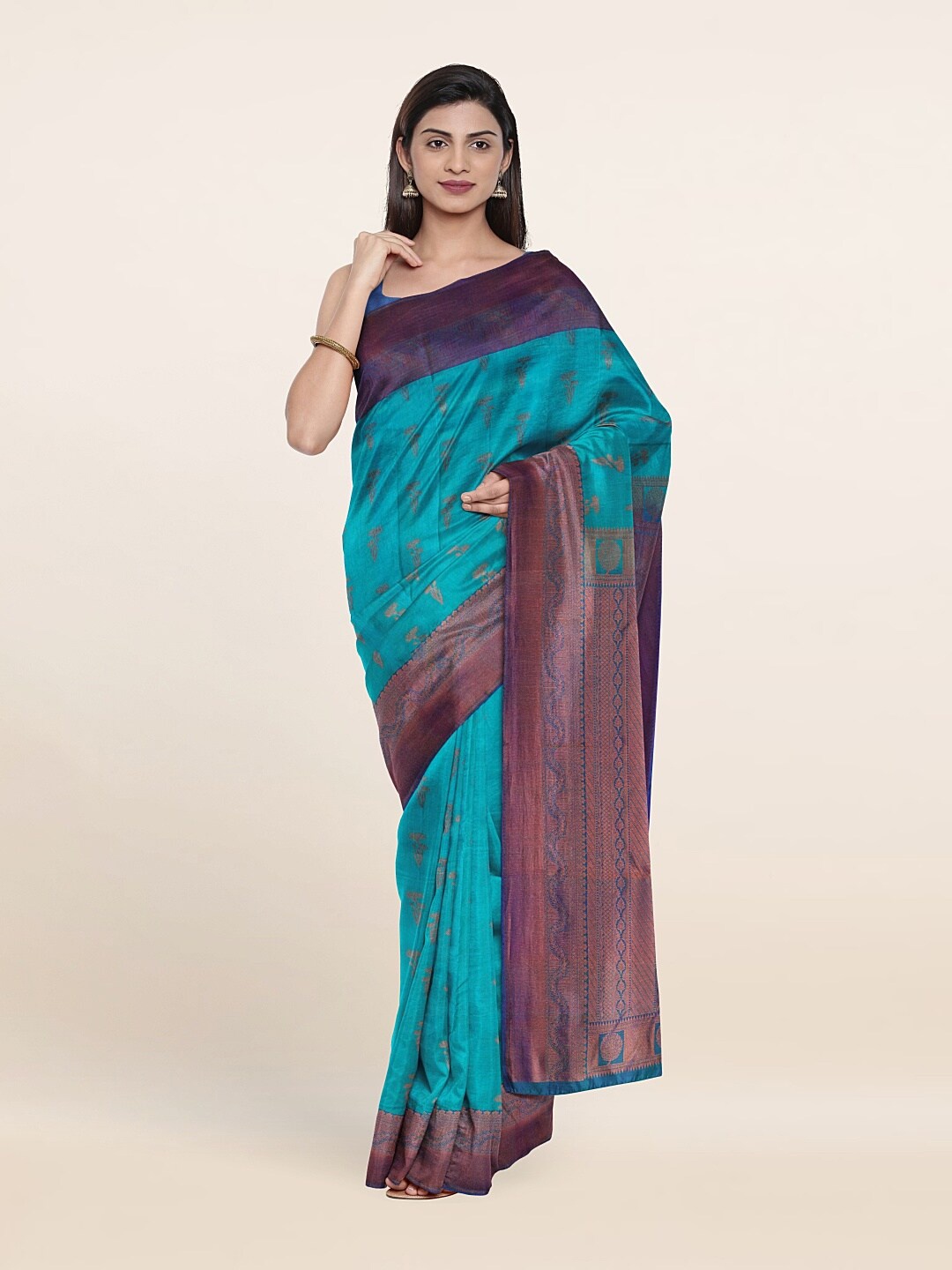 

Pothys Woven Design Zari Pure Silk Kanjeevaram Saree, Blue
