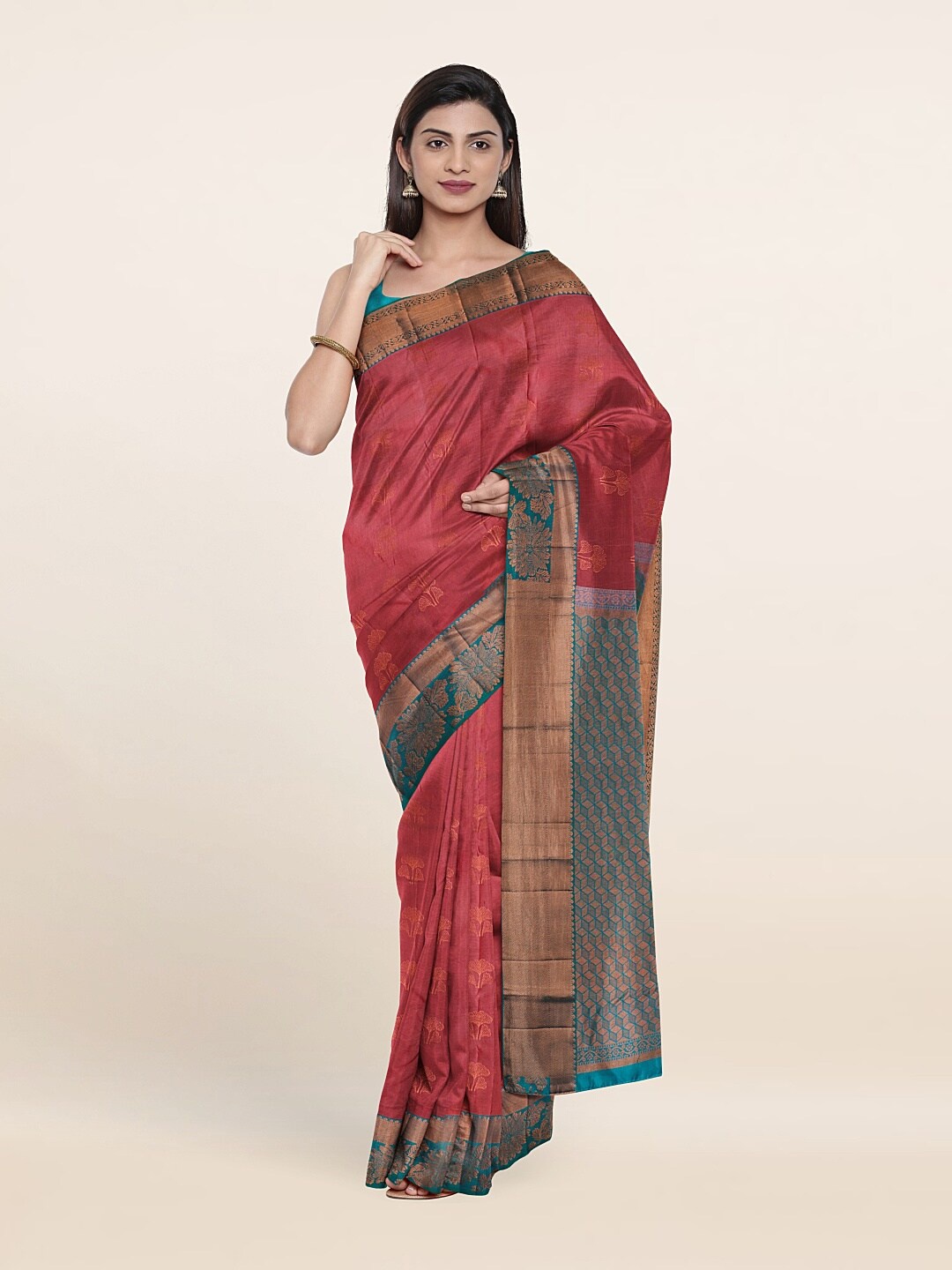 

Pothys Woven Design Zari Pure Silk Kanjeevaram Saree, Mauve