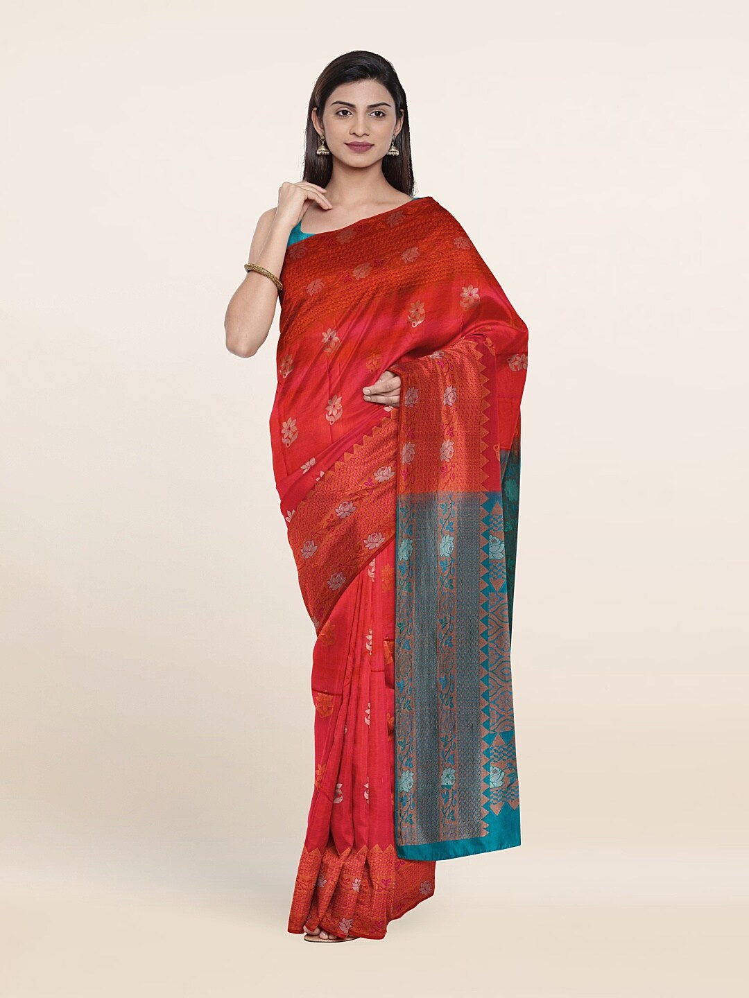 

Pothys Woven Design Zari Pure Silk Kanjeevaram Saree, Pink