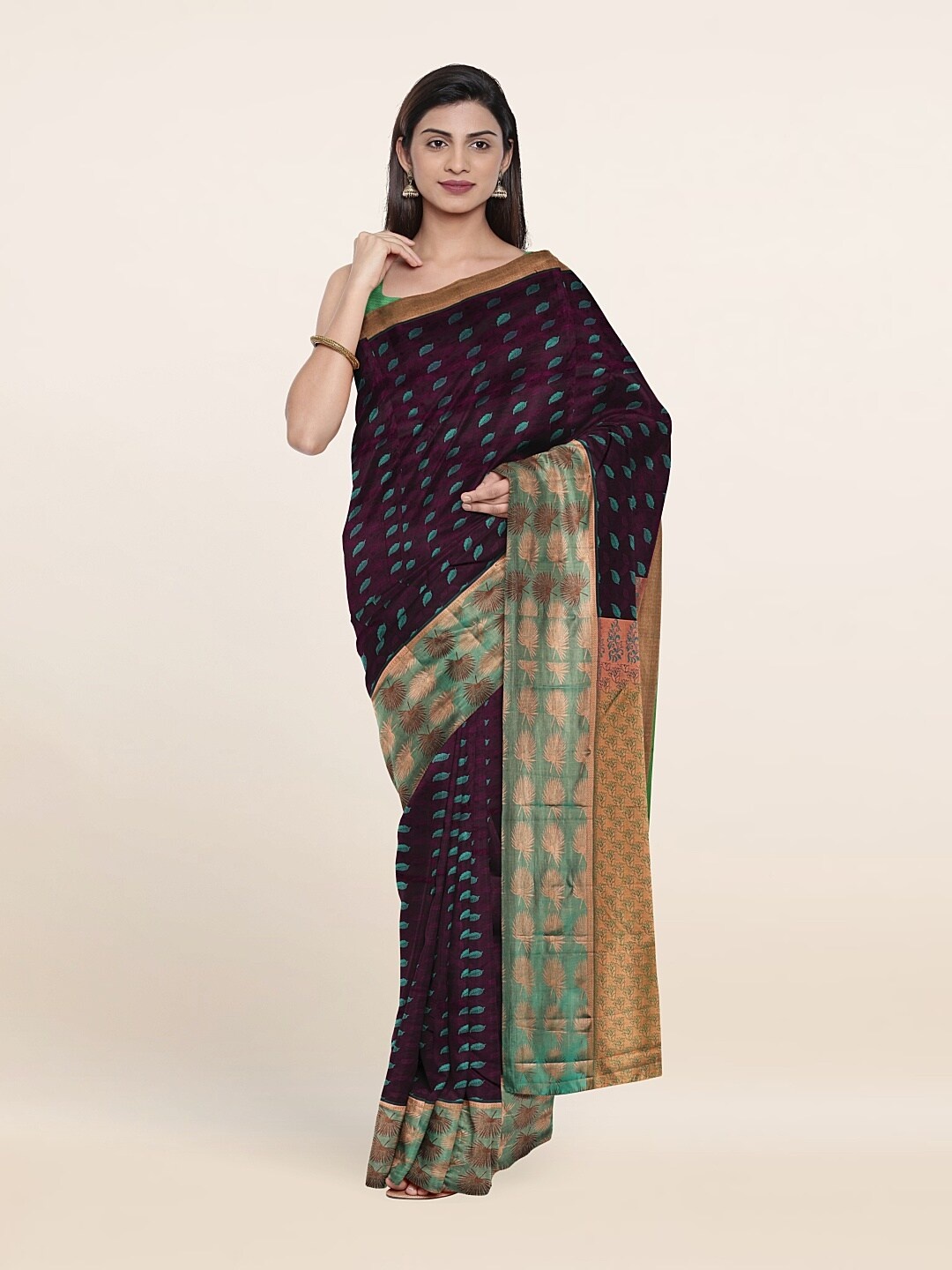 

Pothys Ethnic Motifs Zari Pure Silk Saree, Purple