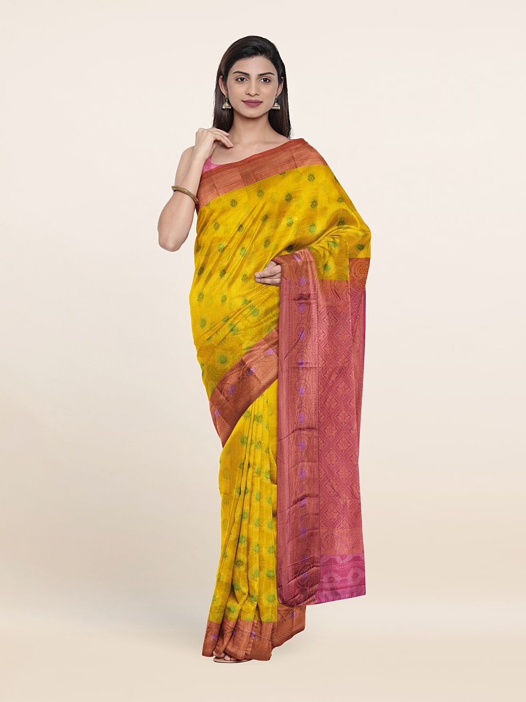 

Pothys Woven Design Zari Pure Silk Saree, Yellow