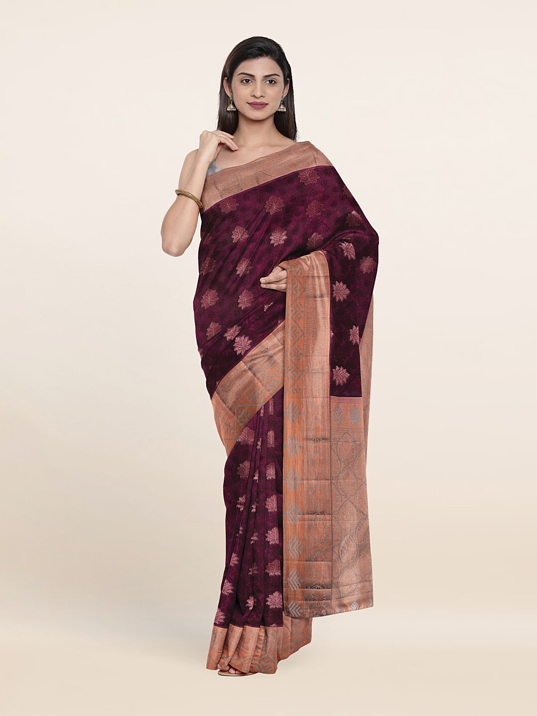 

Pothys Woven Design Zari Pure Silk Saree, Purple