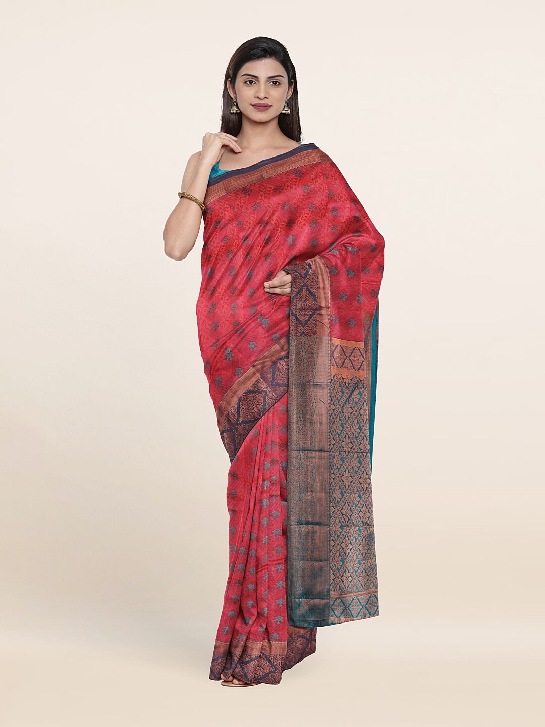 

Pothys Zari Pure Silk Saree, Pink