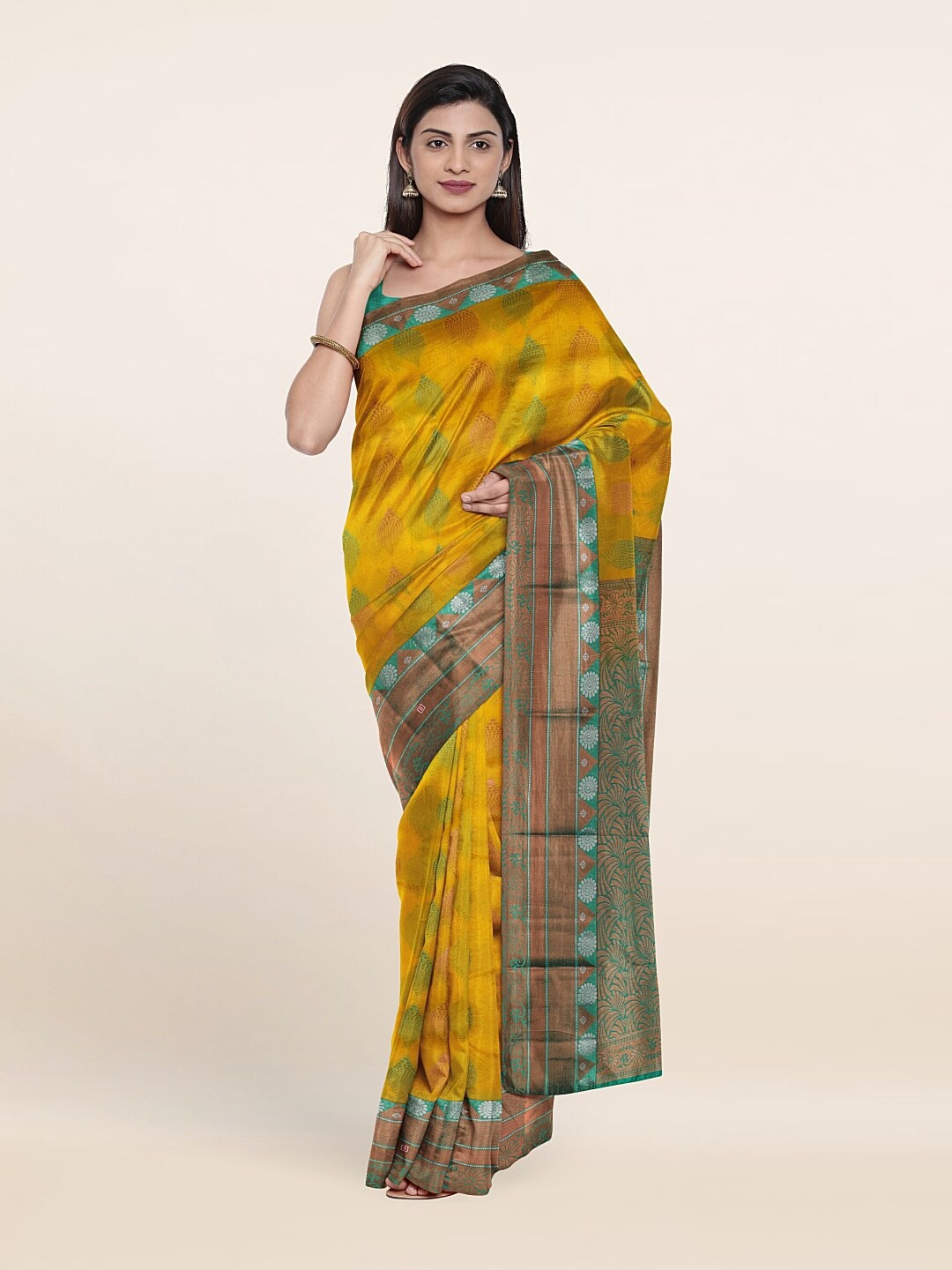 

Pothys Woven Design Zari Pure Silk Saree, Yellow