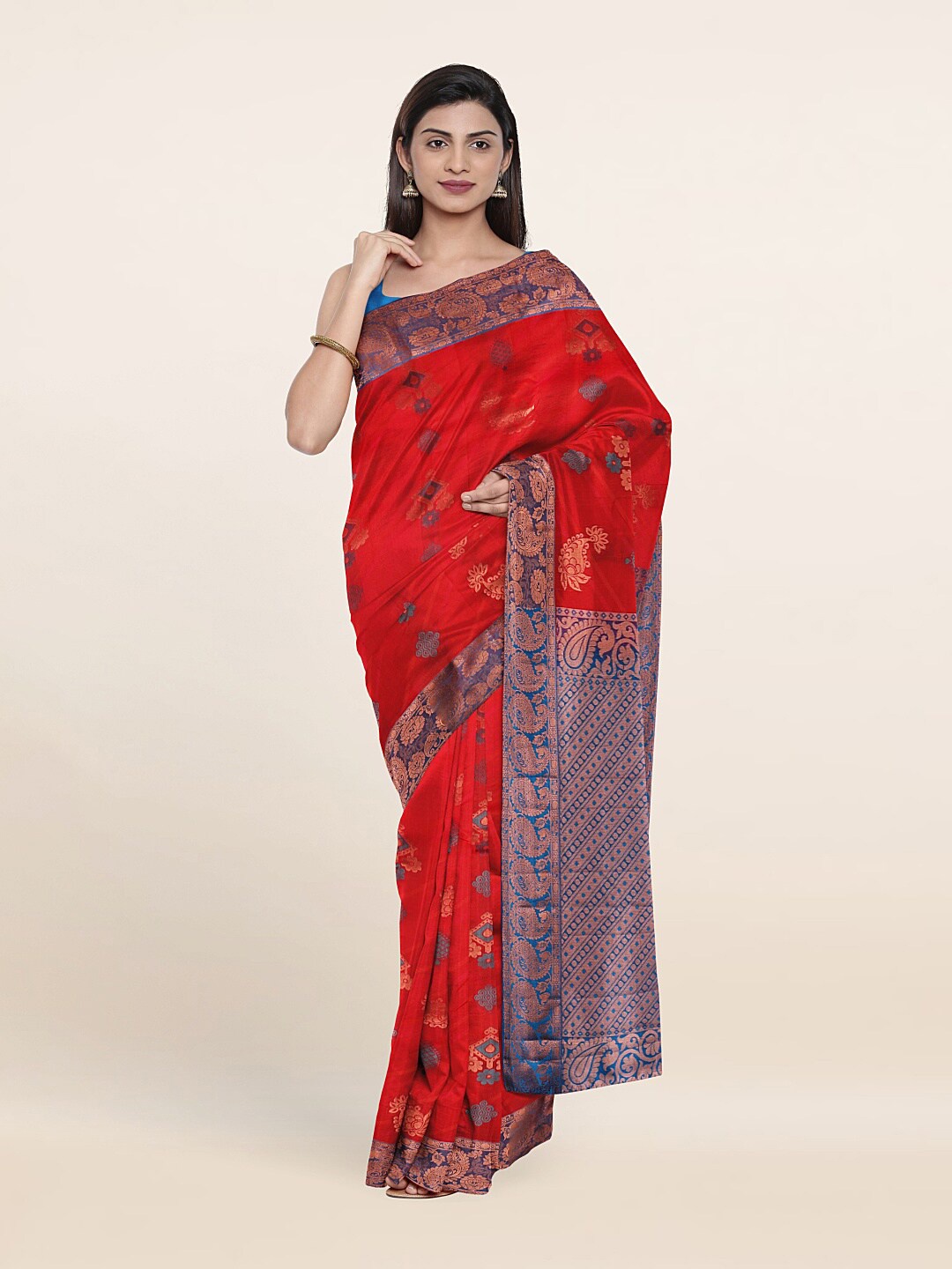 

Pothys Woven Design Zari Pure Silk Saree, Red
