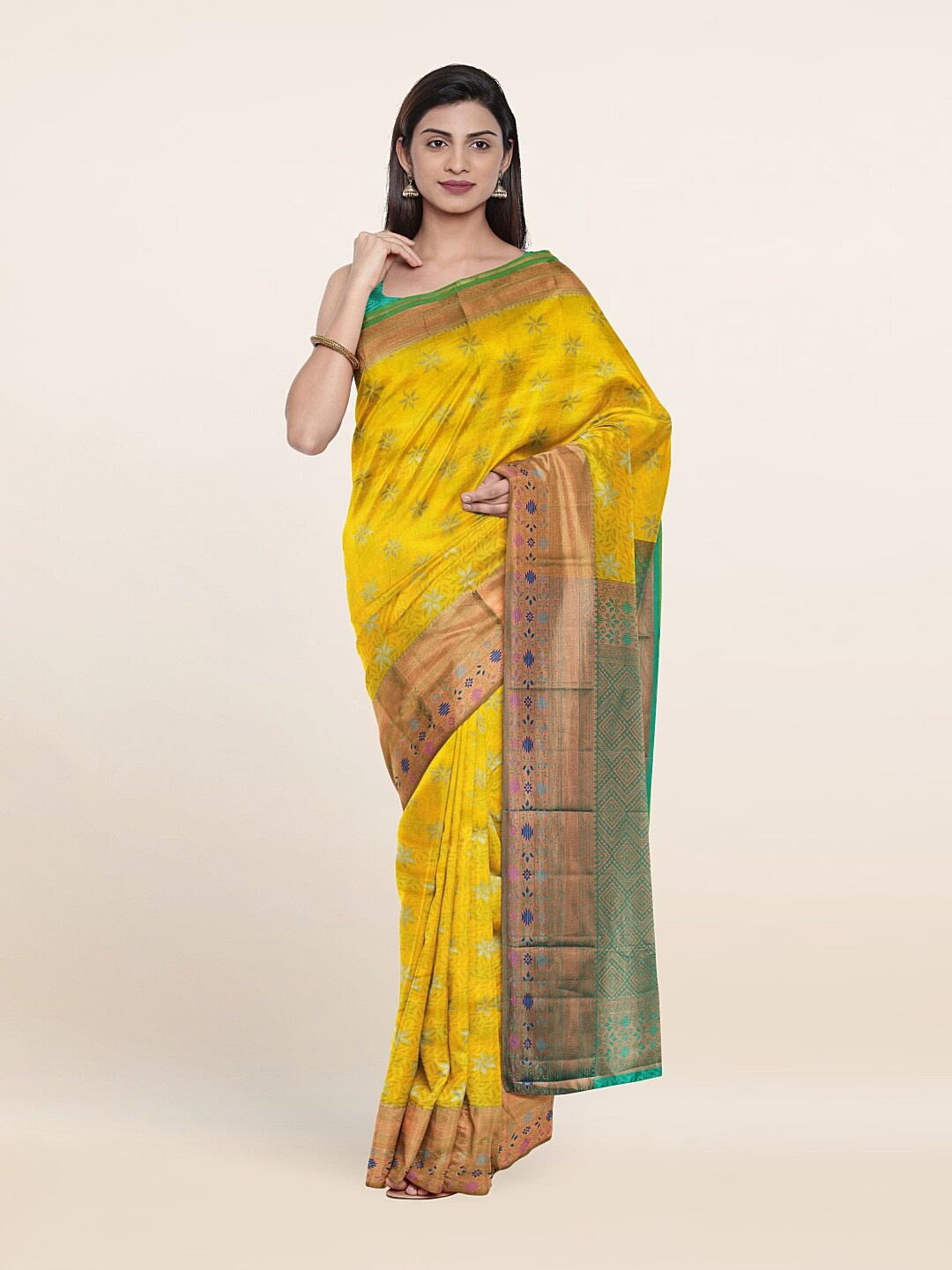 

Pothys Woven Design Zari Pure Silk Saree, Yellow