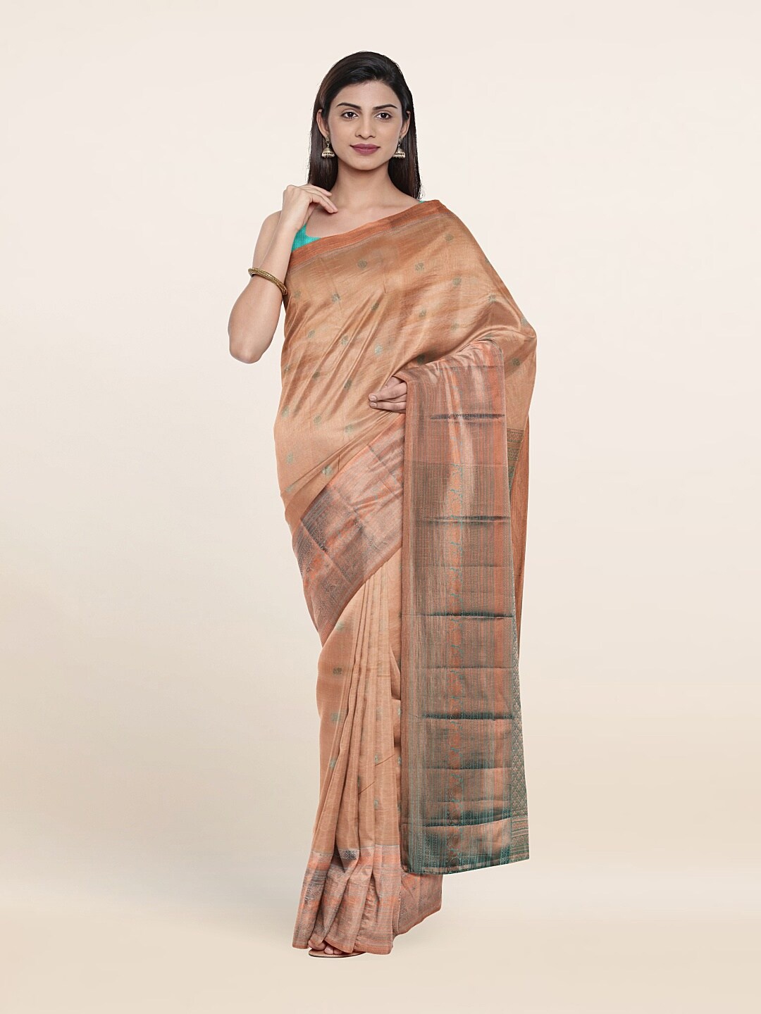 

Pothys Woven Design Zari Pure Silk Saree, Tan