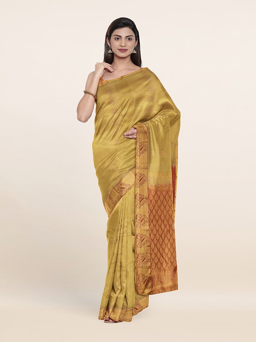 

Pothys Woven Design Zari Pure Silk Saree, Cream