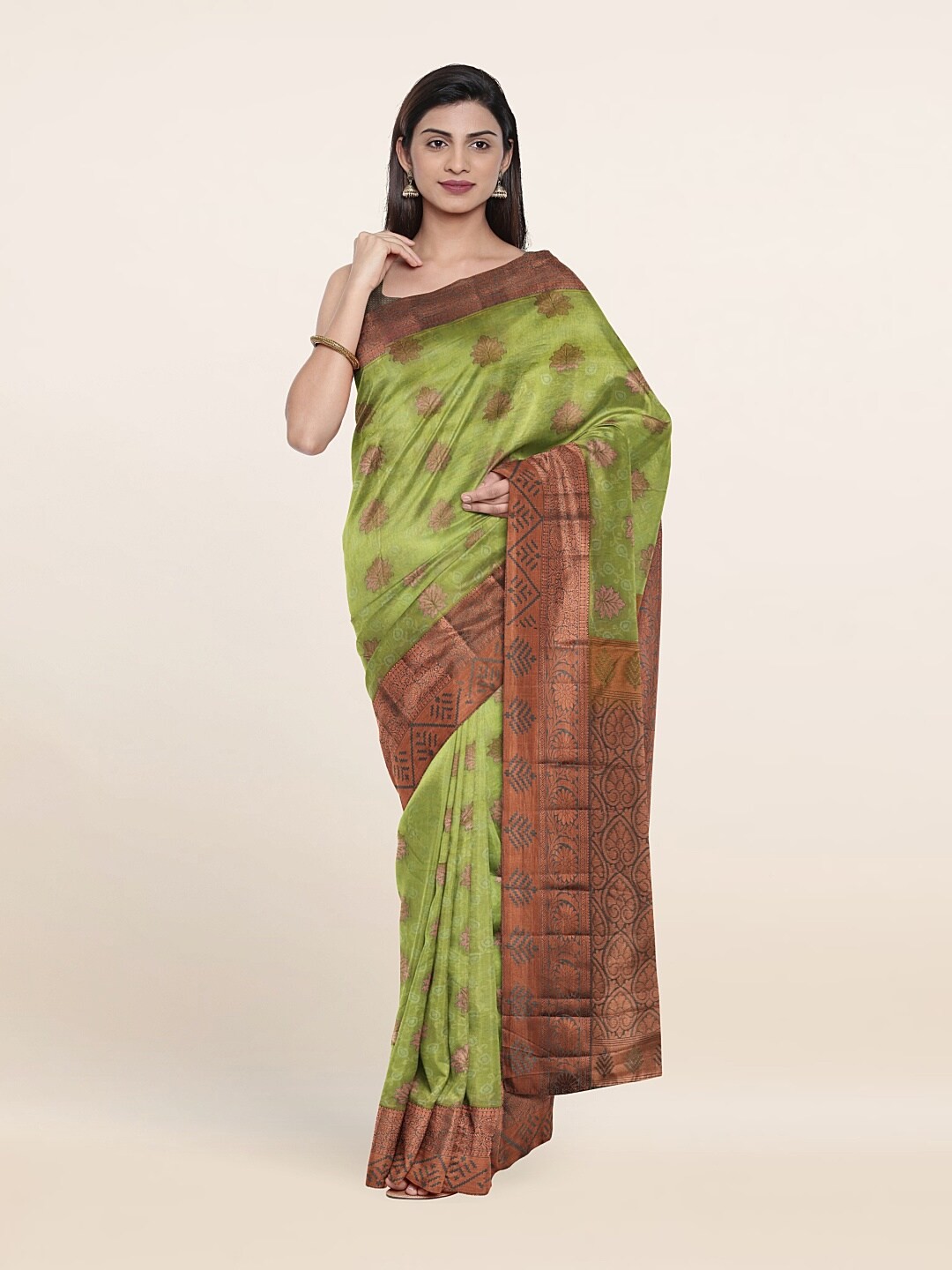 

Pothys Woven Design Zari Pure Silk Saree, Green