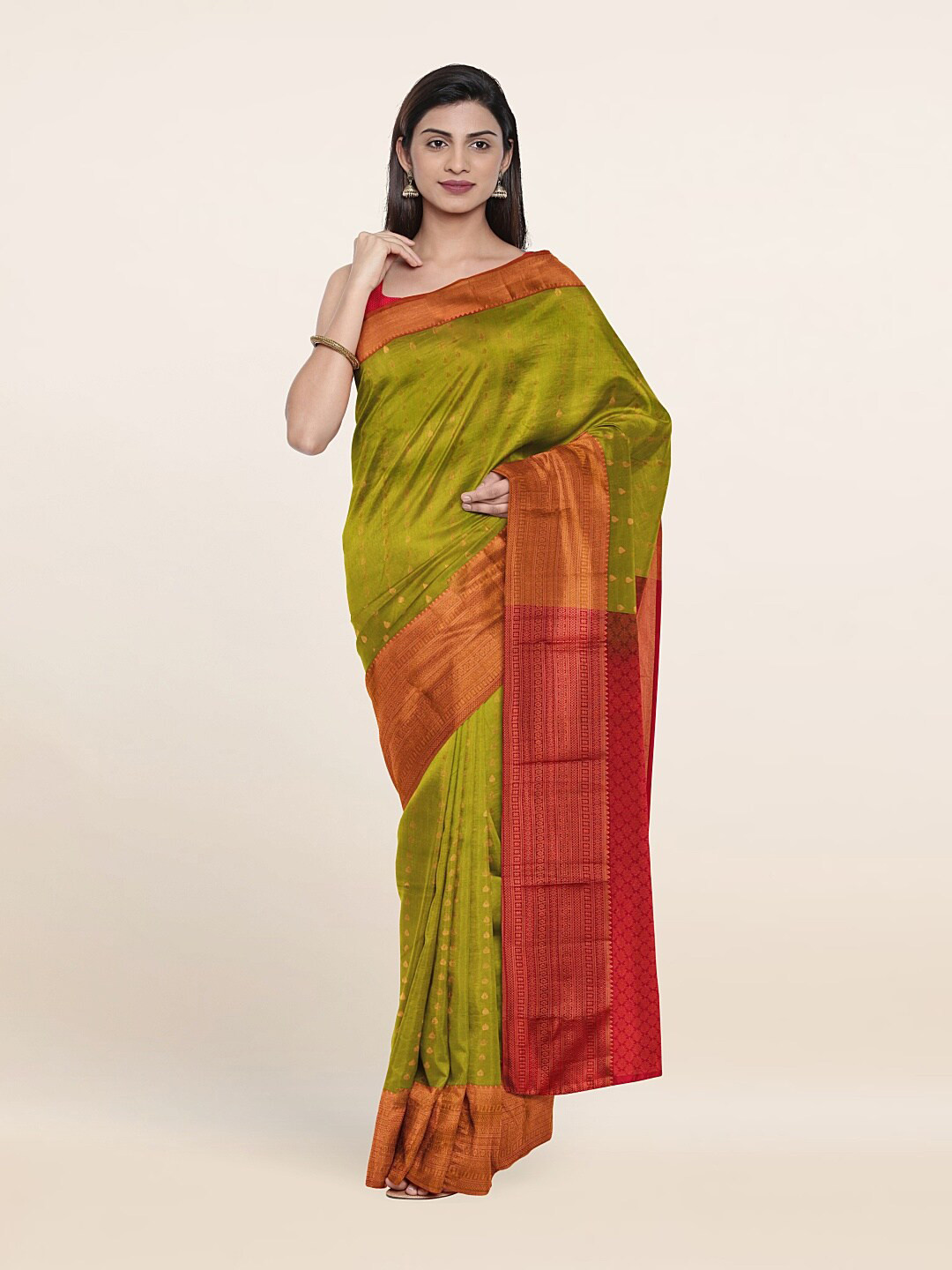 

Pothys Woven Design Zari Pure Silk Saree, Green