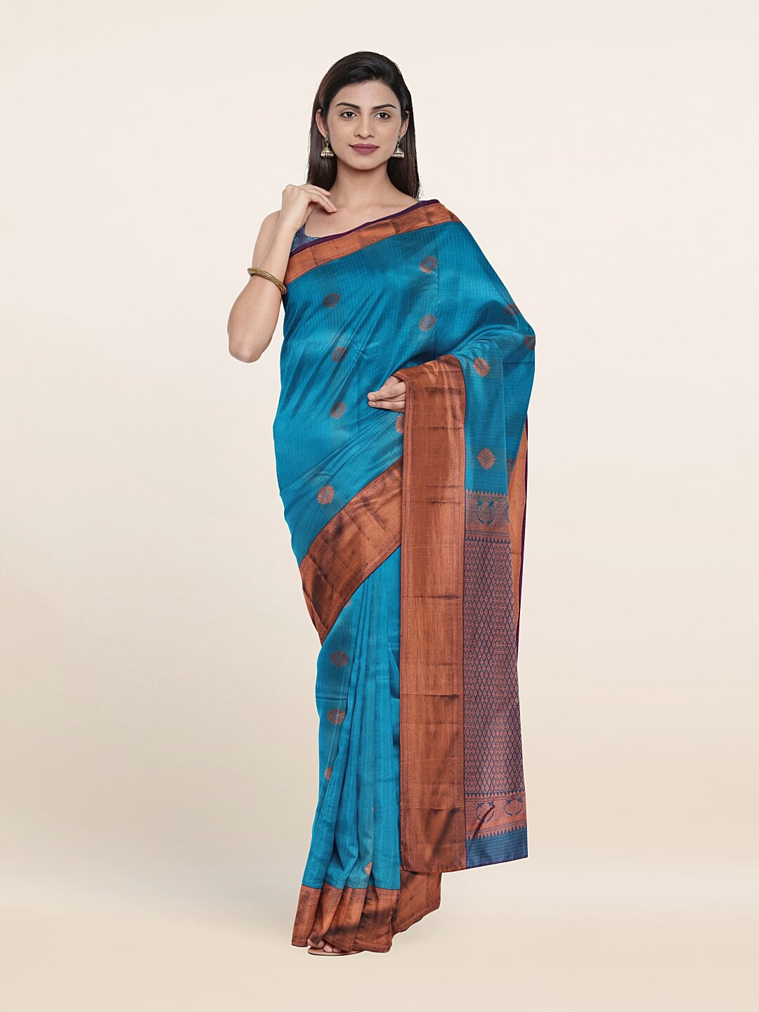 

Pothys Woven Design Zari Pure Silk Saree, Blue