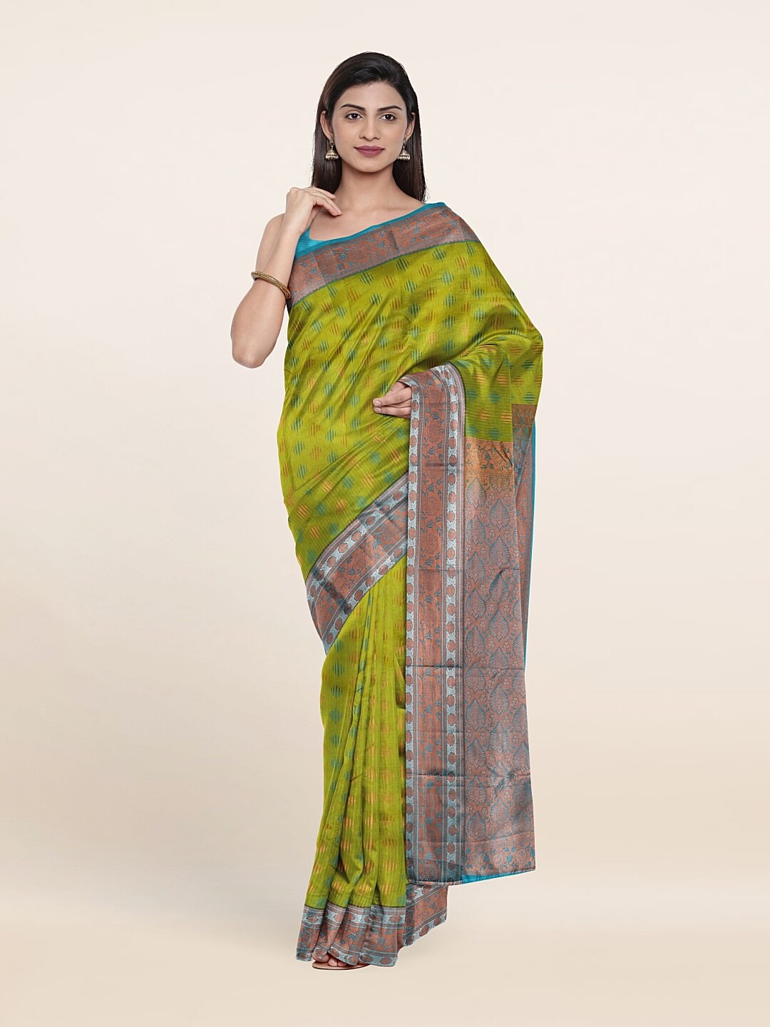 

Pothys Green & Blue Woven Design Zari Pure Silk Saree