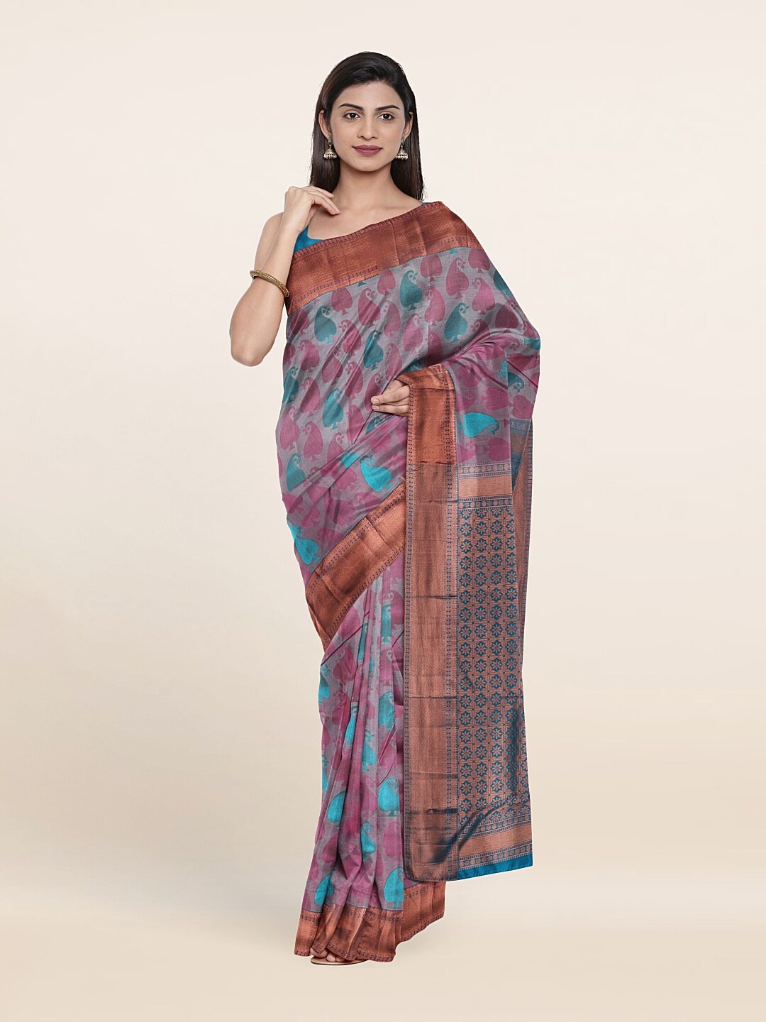 

Pothys Woven Design Zari Pure Silk Saree, Lavender