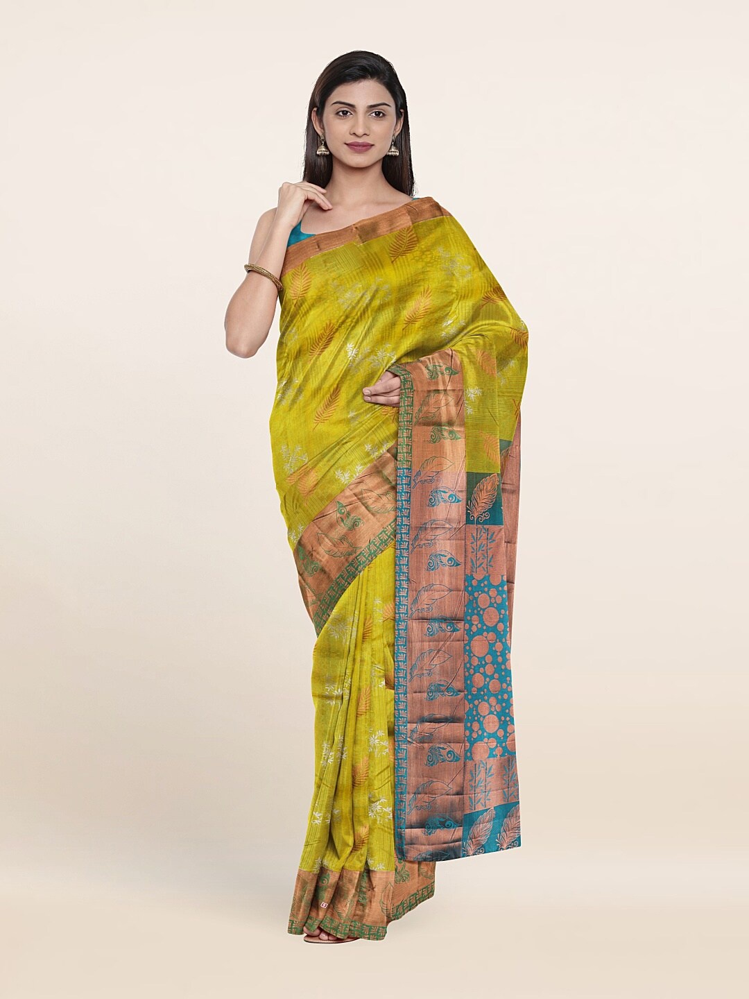 

Pothys Woven Design Zari Pure Silk Saree, Green
