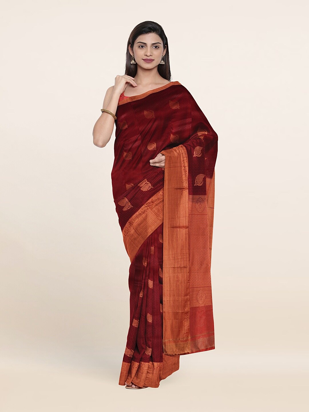 

Pothys Ethnic Motifs Zari Pure Silk Saree, Maroon
