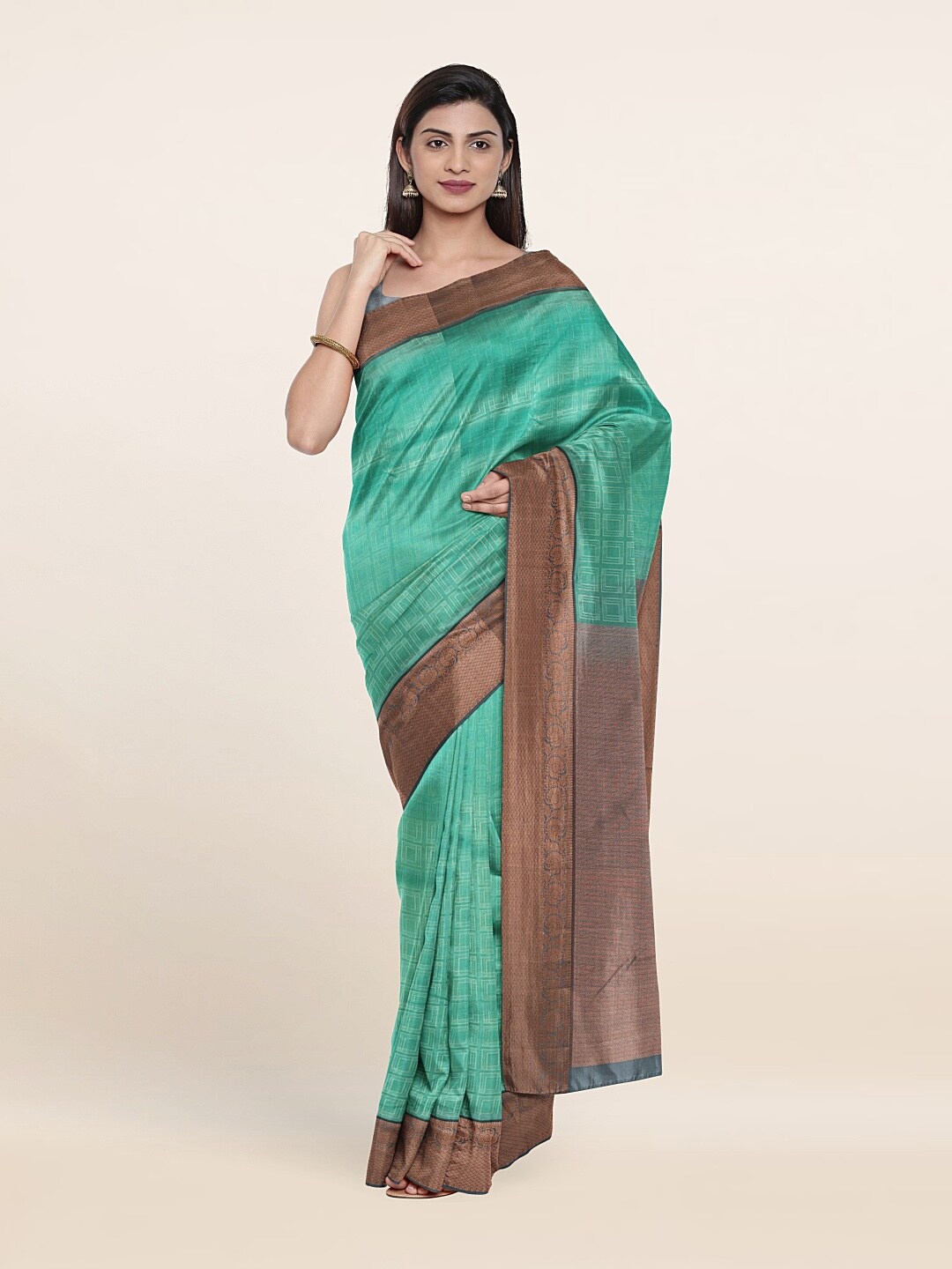 

Pothys Woven Design Zari Pure Silk Saree, Green