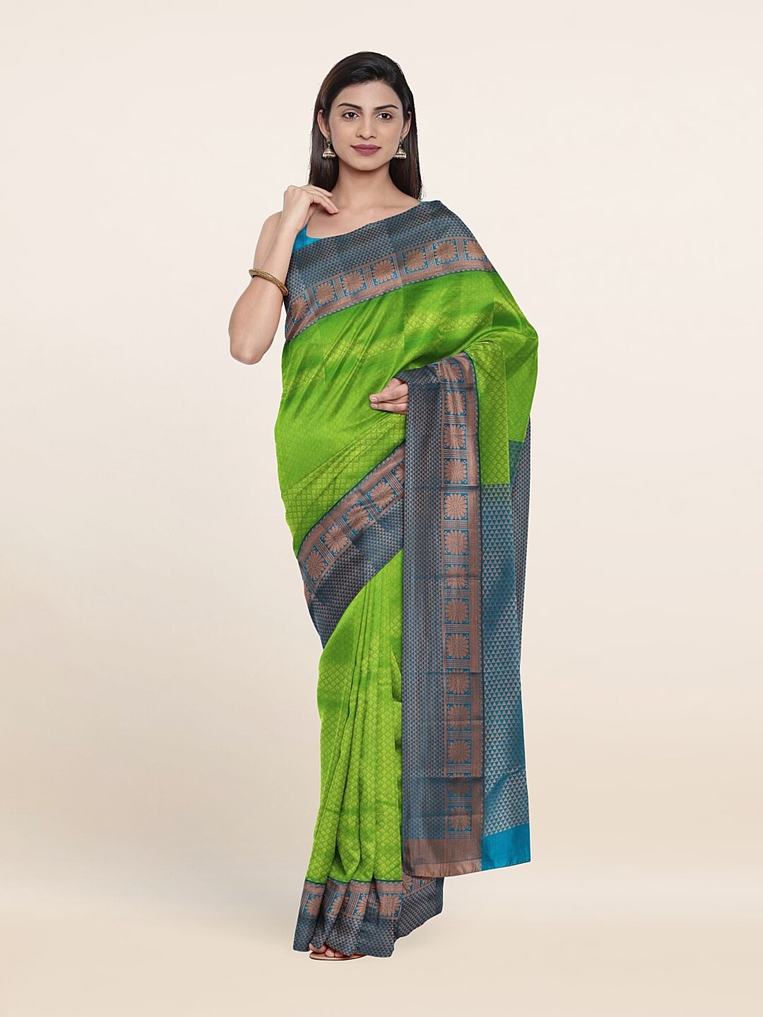 

Pothys Floral Zari Pure Silk Saree, Green