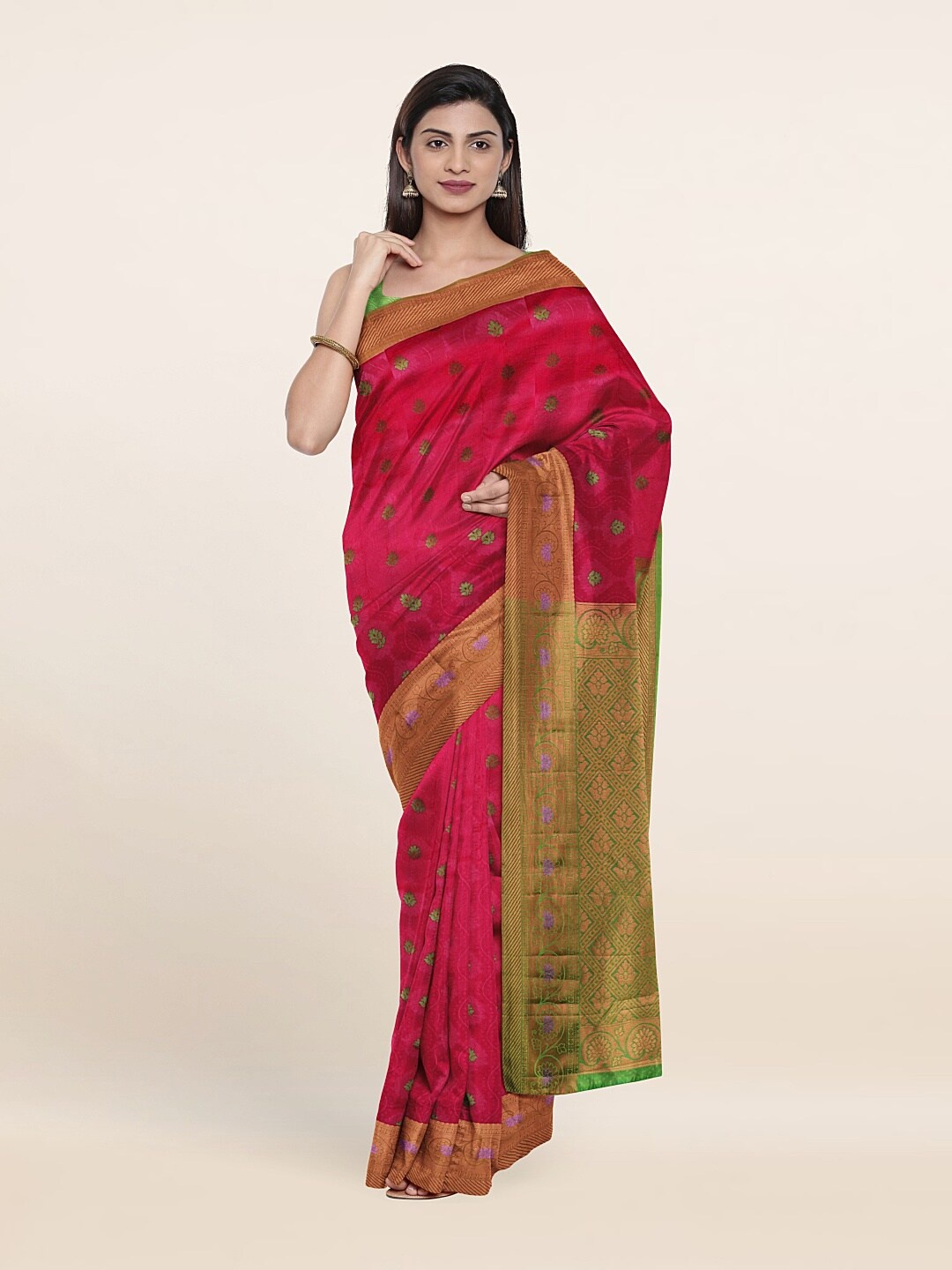 

Pothys PWoven Design Zari Pure Silk Saree, Pink