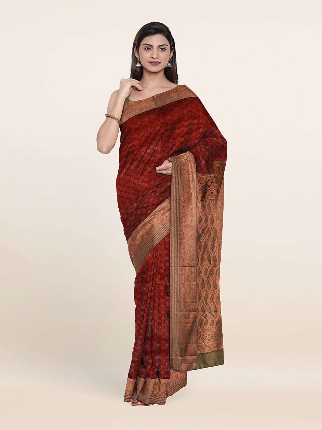 

Pothys Woven Design Zari Pure Silk Saree, Maroon