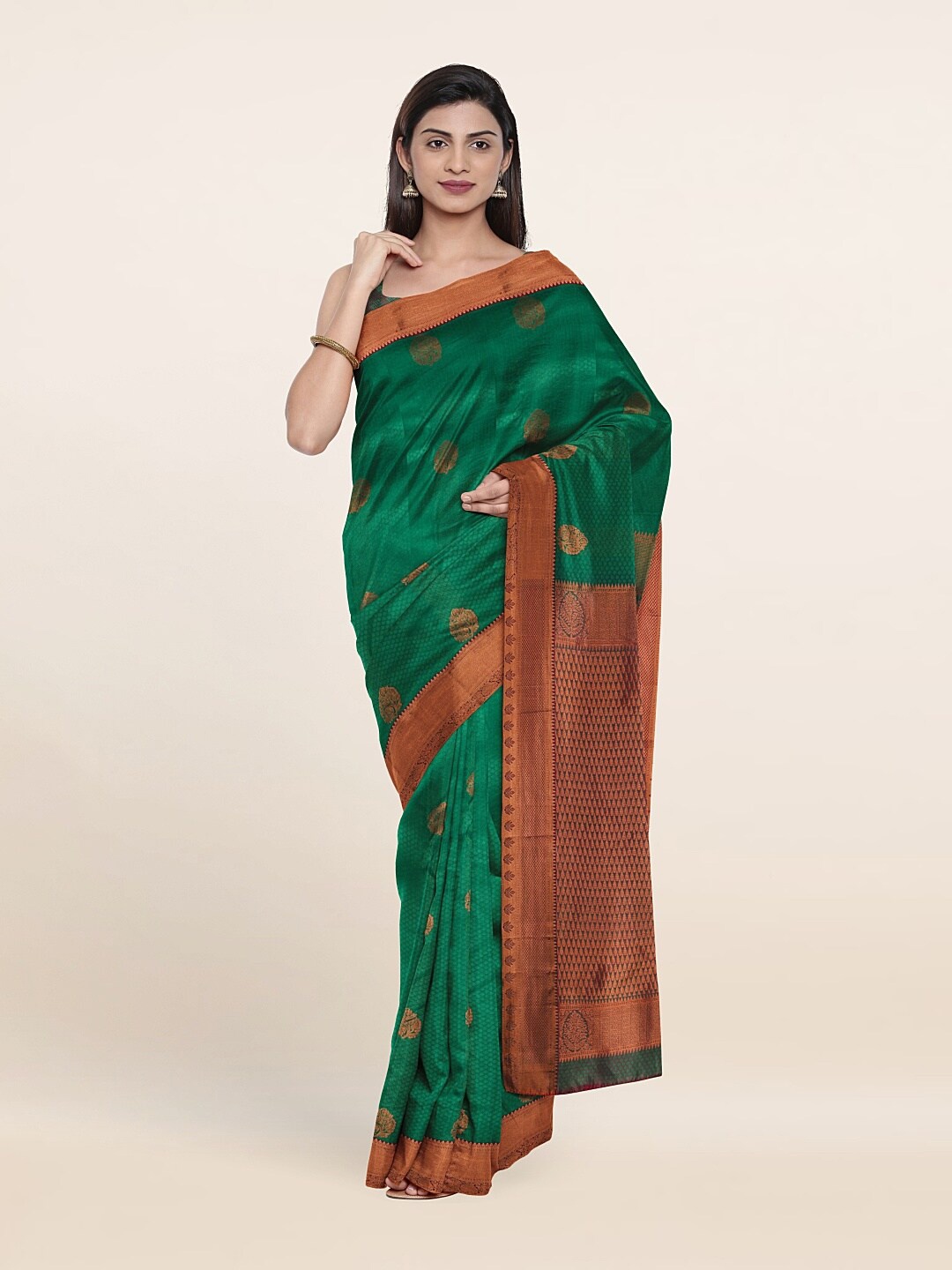 

Pothys Woven Design Zari Pure Silk Saree, Green