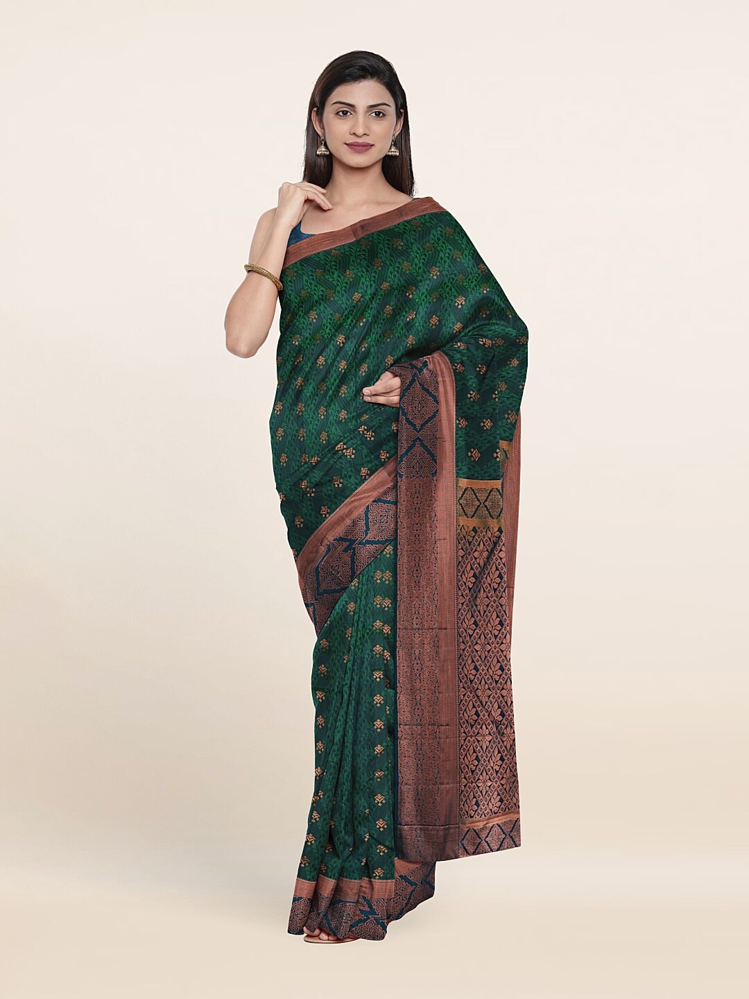 

Pothys Woven Design Zari Pure Silk Saree, Green