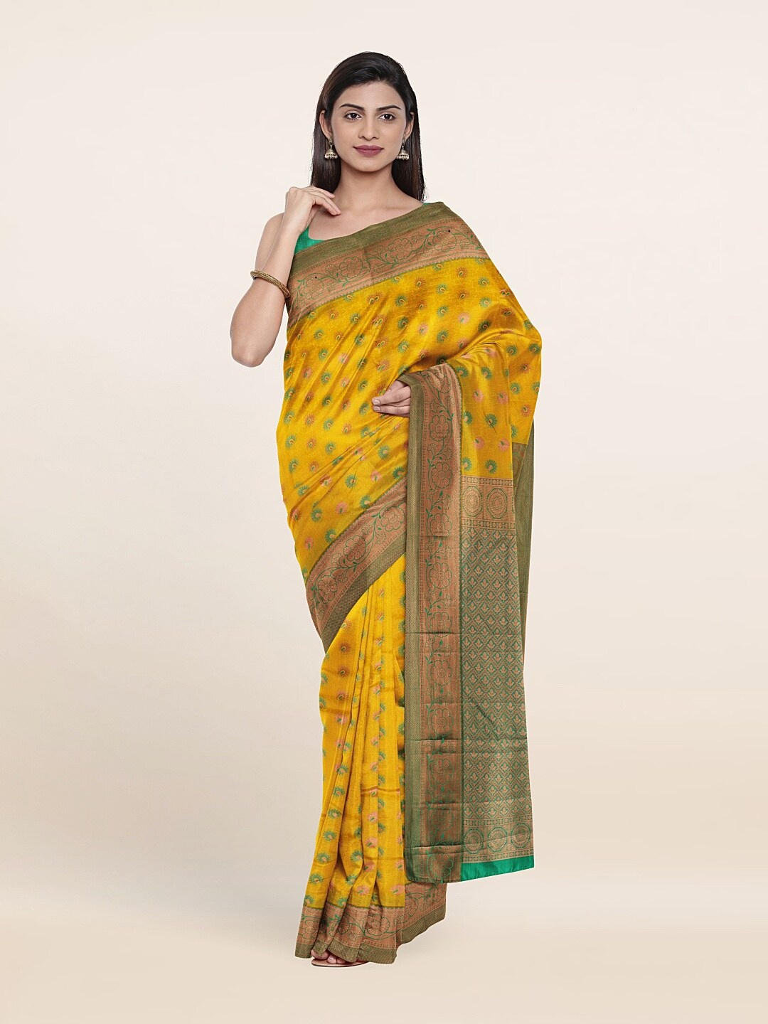 

Pothys Woven Design Zari Pure Silk Saree, Yellow