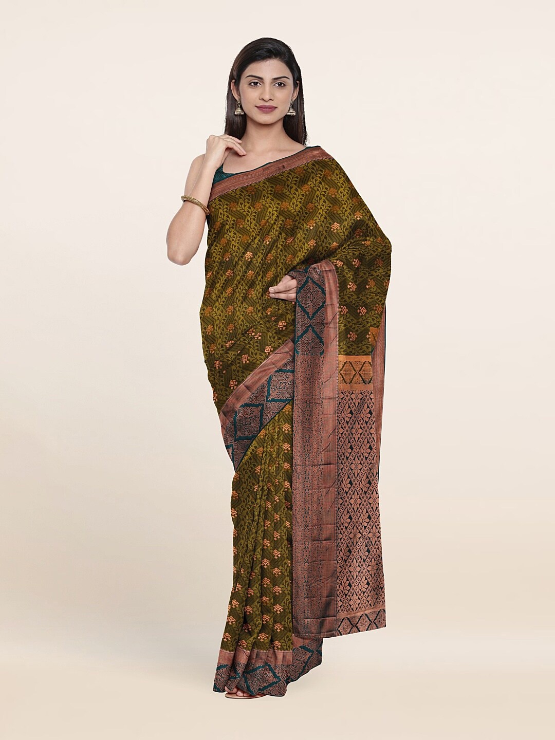 

Pothys Woven Design Zari Pure Silk Saree, Green