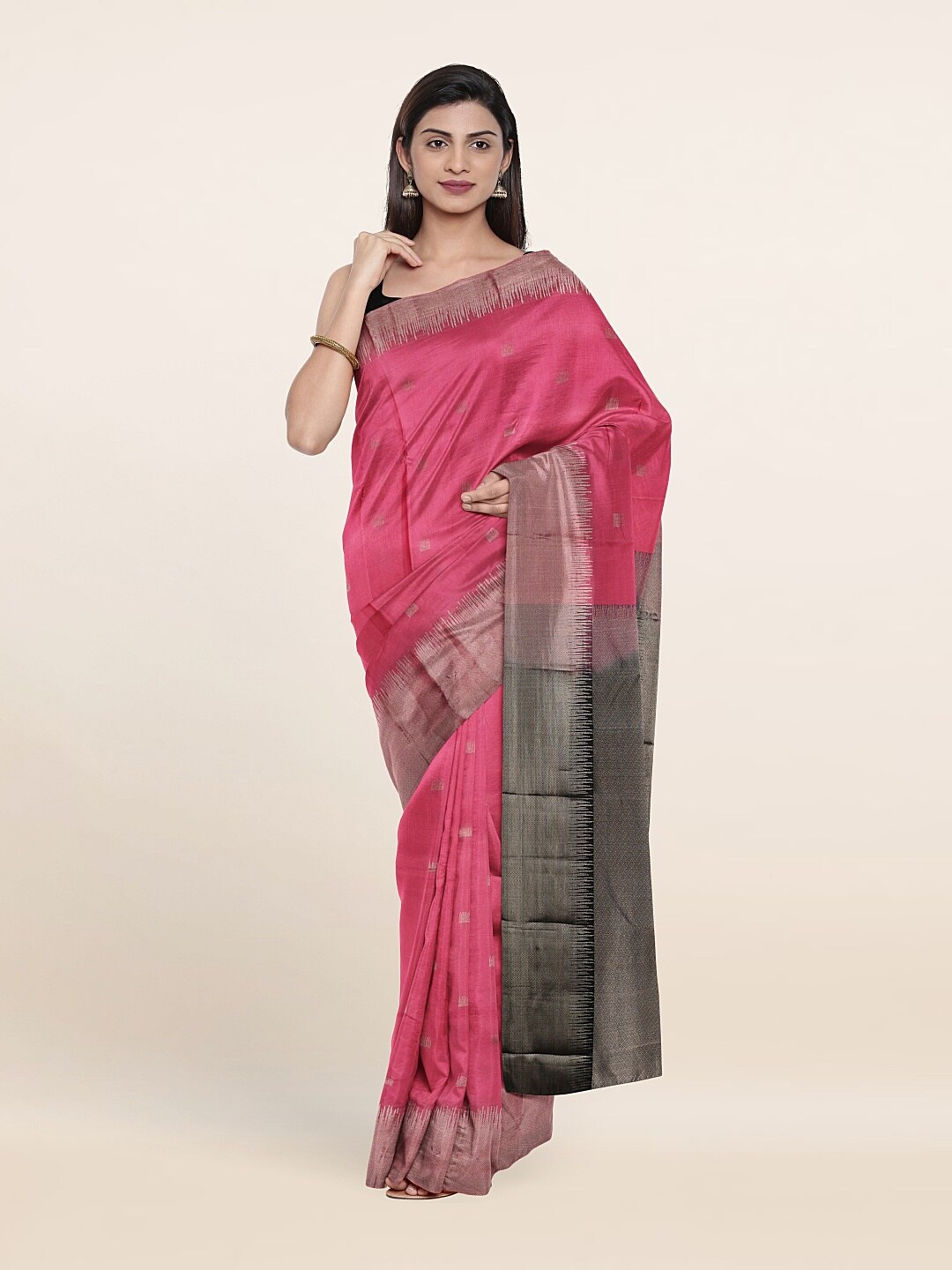 

Pothys Woven Design Pure Silk Kanjeevaram Saree, Pink