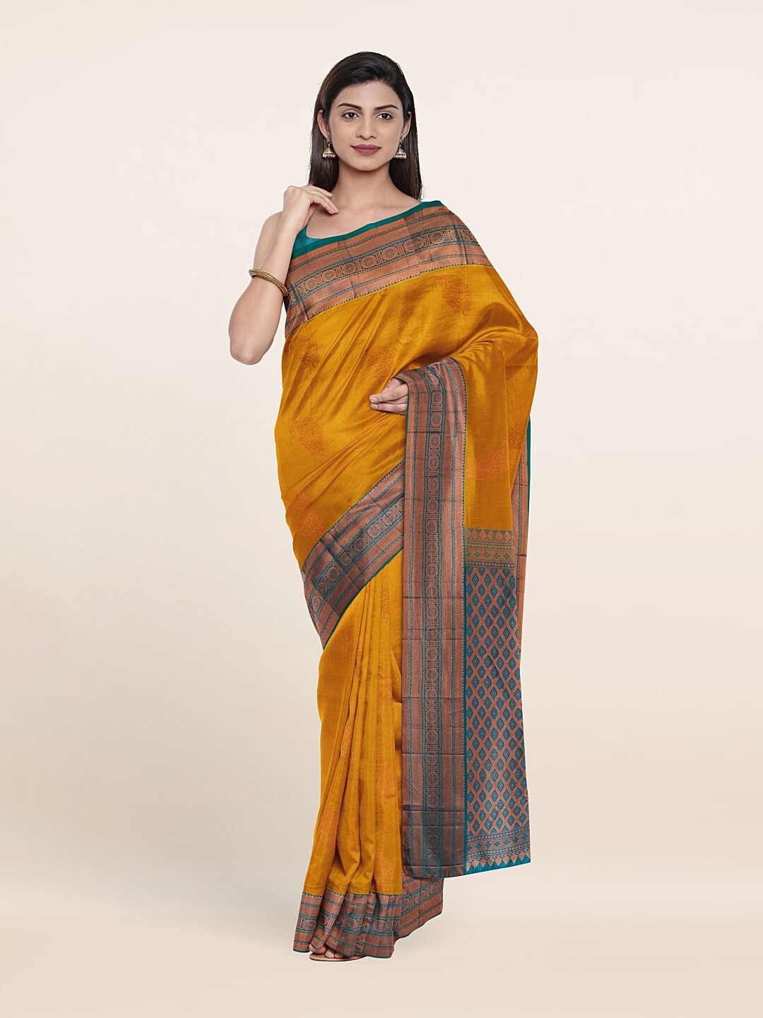

Pothys Ethnic Motifs Zari Pure Silk Kanjeevaram Saree, Yellow