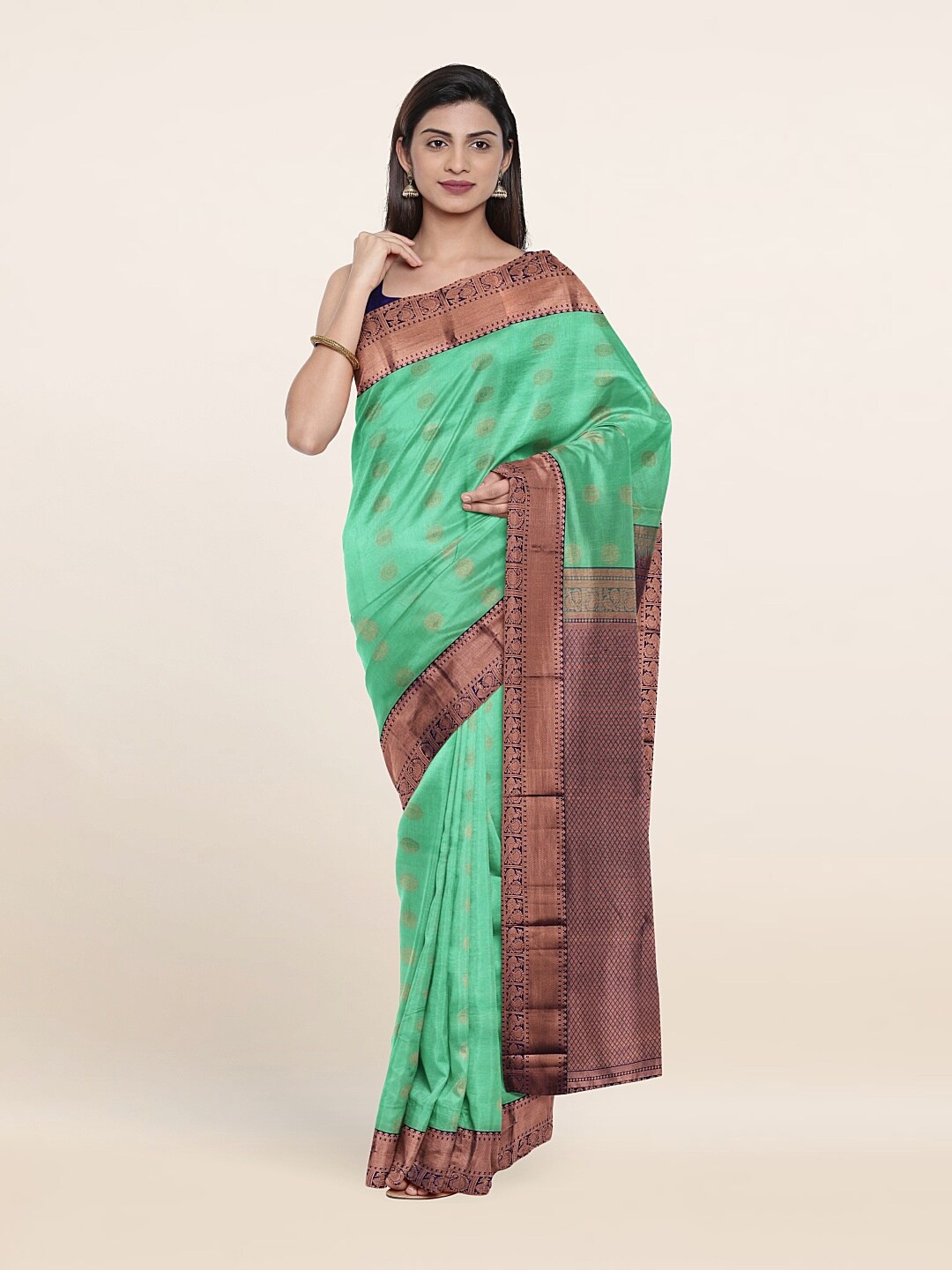 

Pothys Woven Design Zari Pure Silk Kanjeevaram Saree, Green
