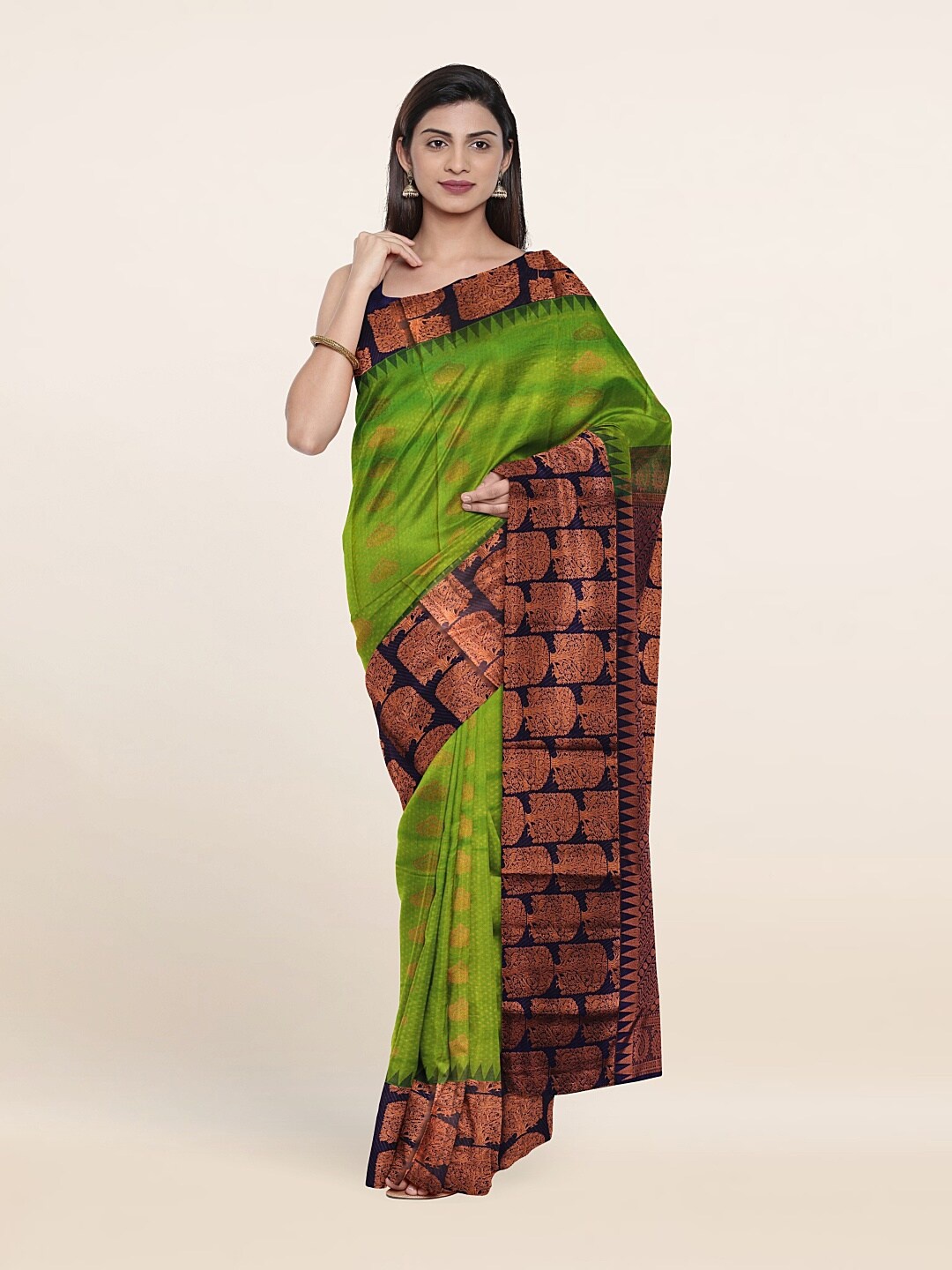 

Pothys Woven Design Zari Pure Silk Kanjeevaram Saree, Green