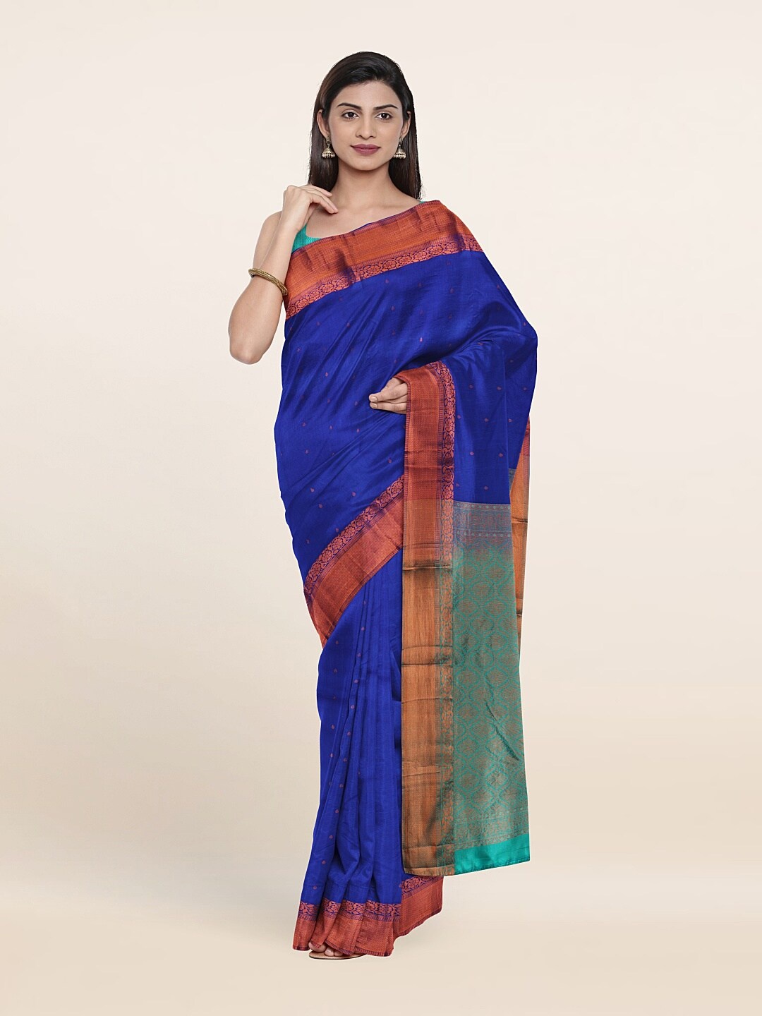 

Pothys Woven Design Zari Pure Silk Kanjeevaram Saree, Blue