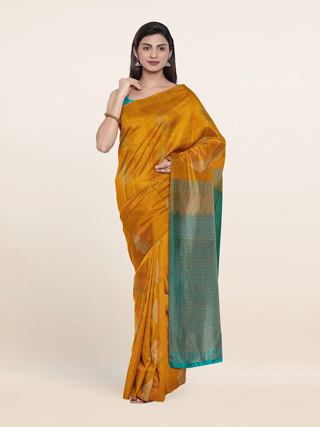 

Pothys Woven Design Zari Pure Silk Kanjeevaram Saree, Yellow