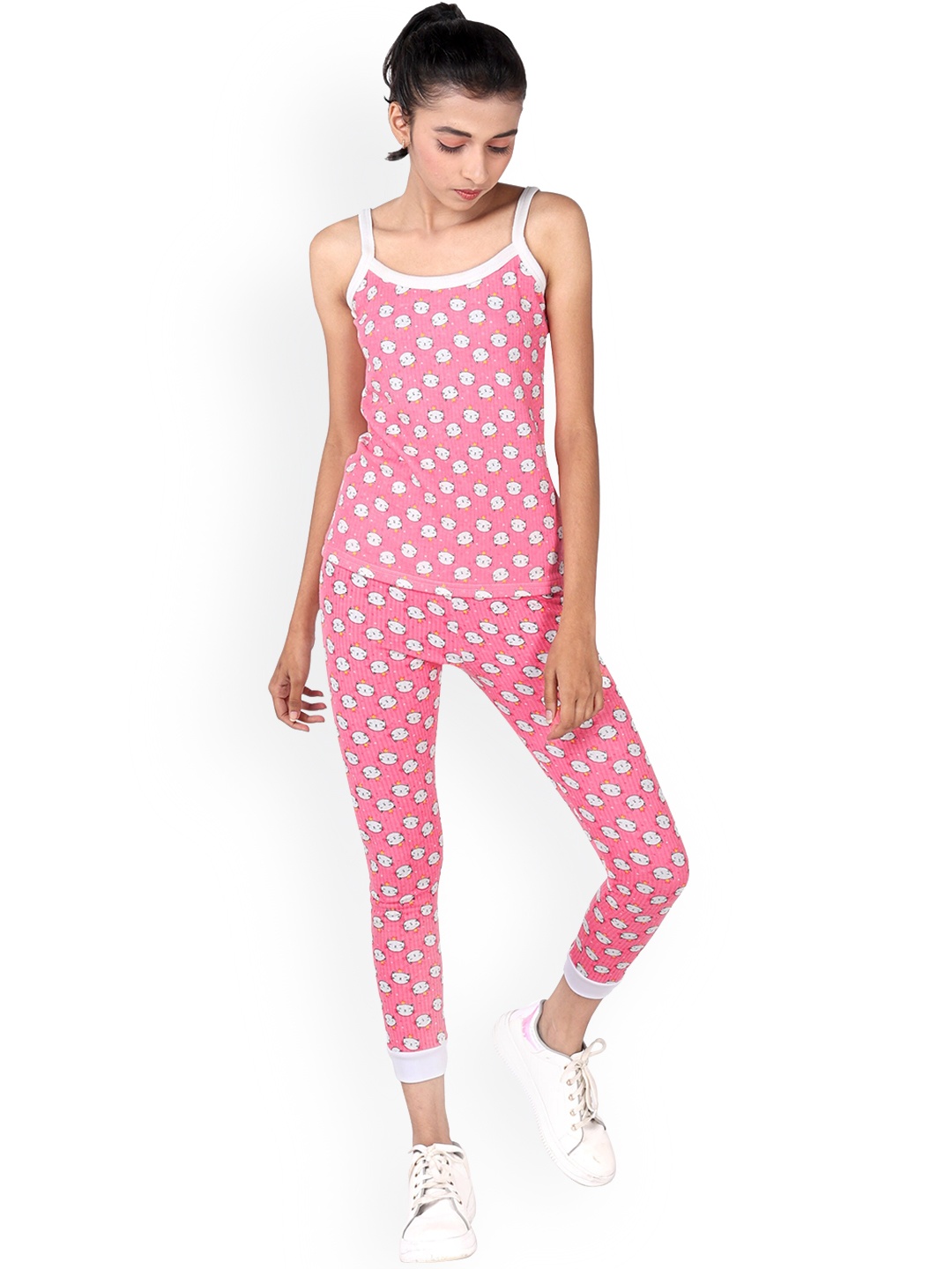 

DChica Girls Cat Printed Thermal Set, Pink