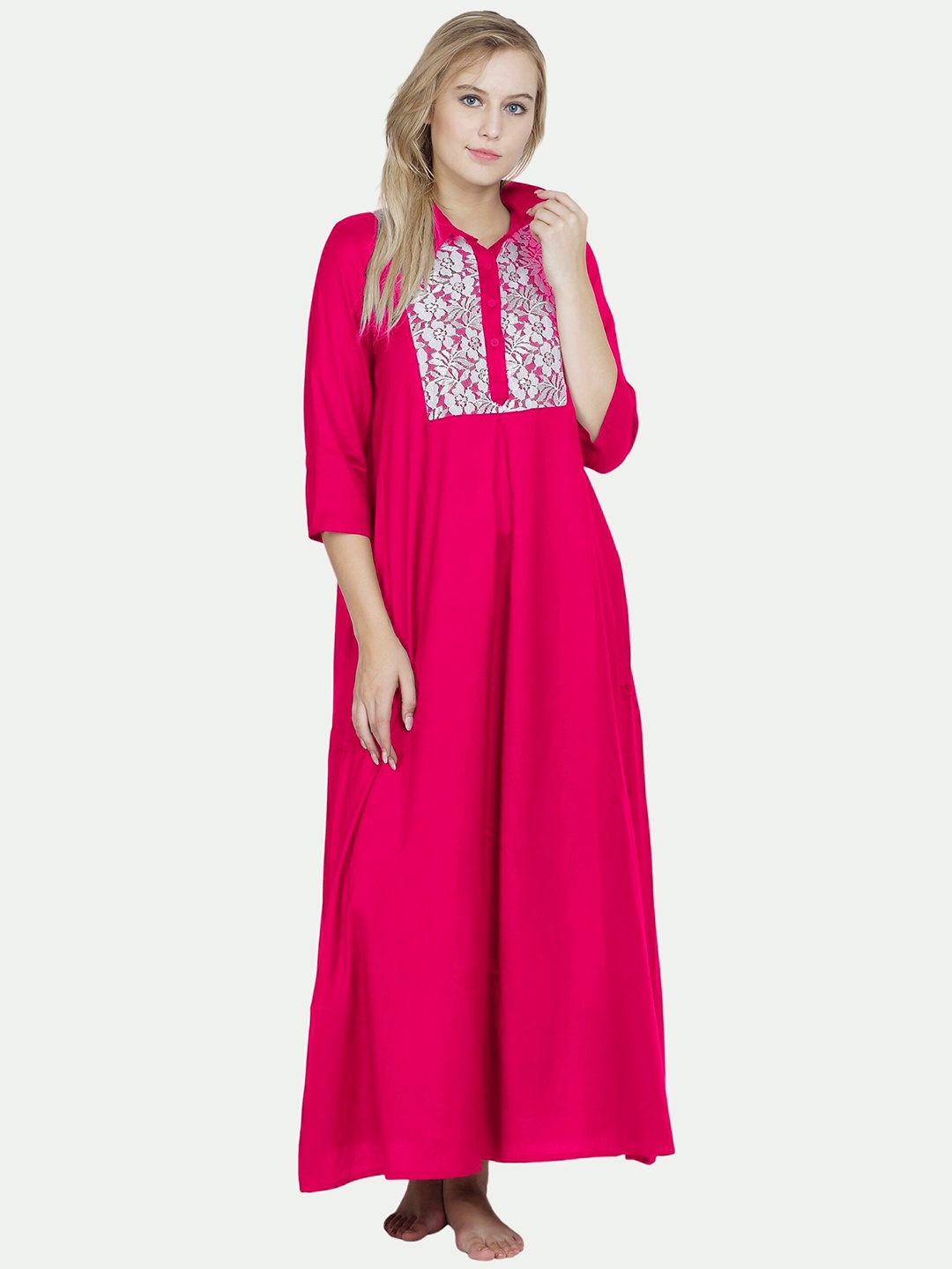 

PATRORNA Embroidered Maxi Nightdress, Pink