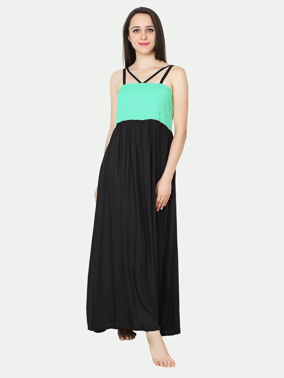 

PATRORNA Embroidered Maxi Nightdress, Black