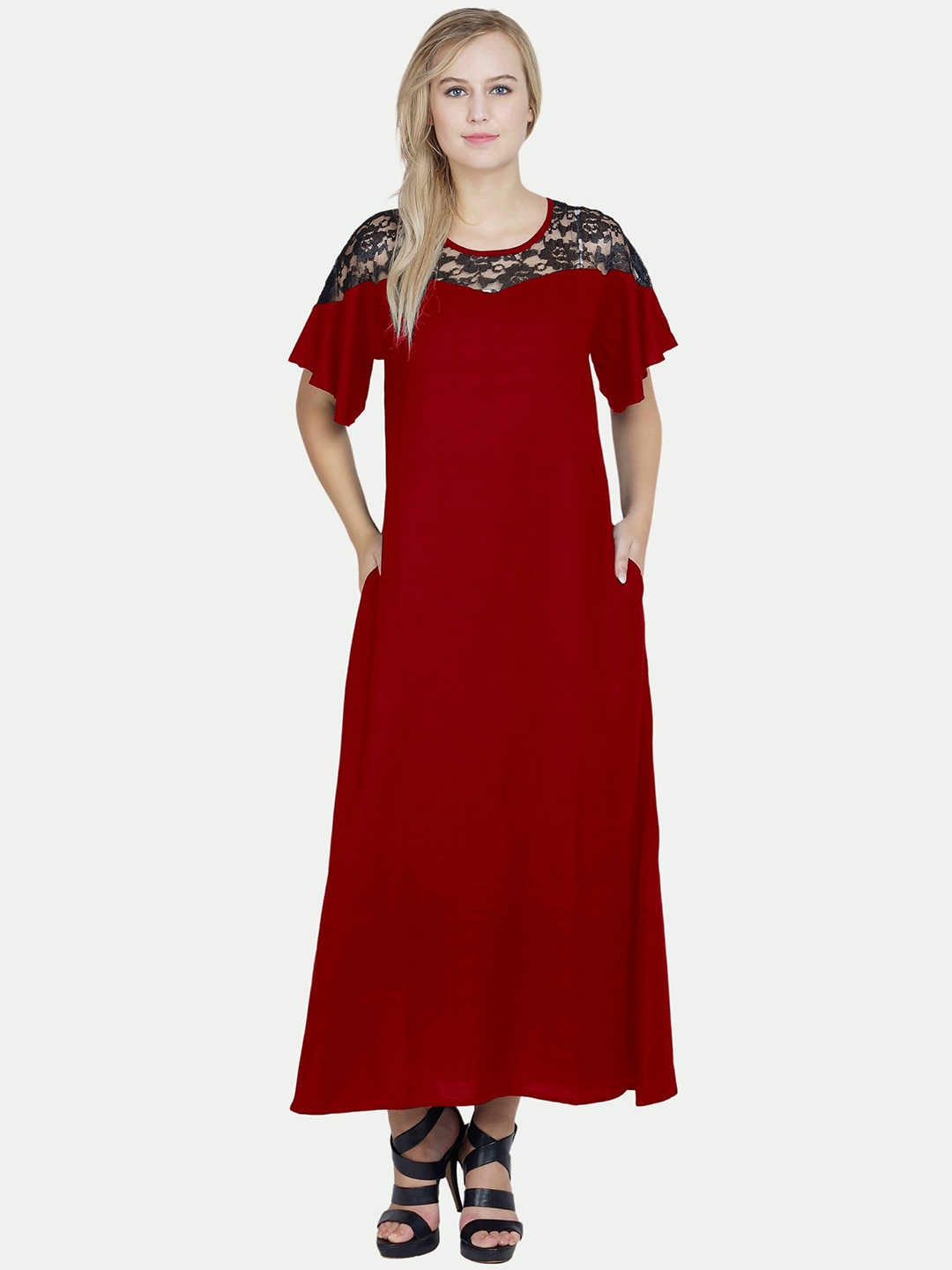 

PATRORNA Maxi Nightdress, Maroon