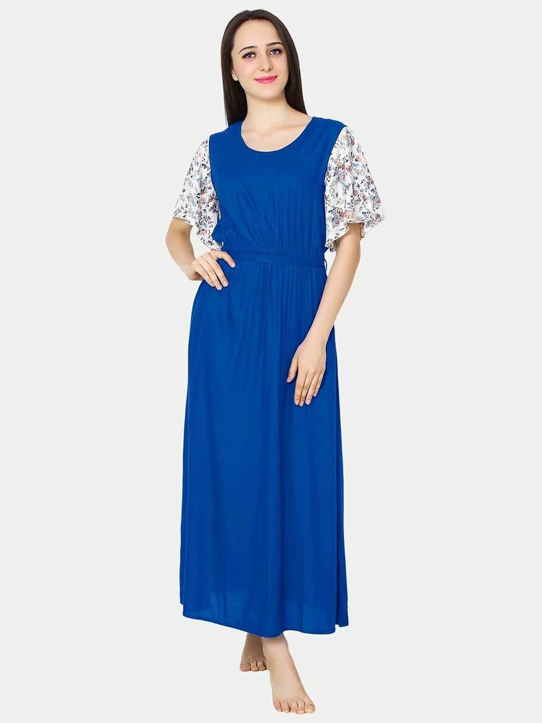 

PATRORNA Women Solid A-Line Maxi Dress, Blue